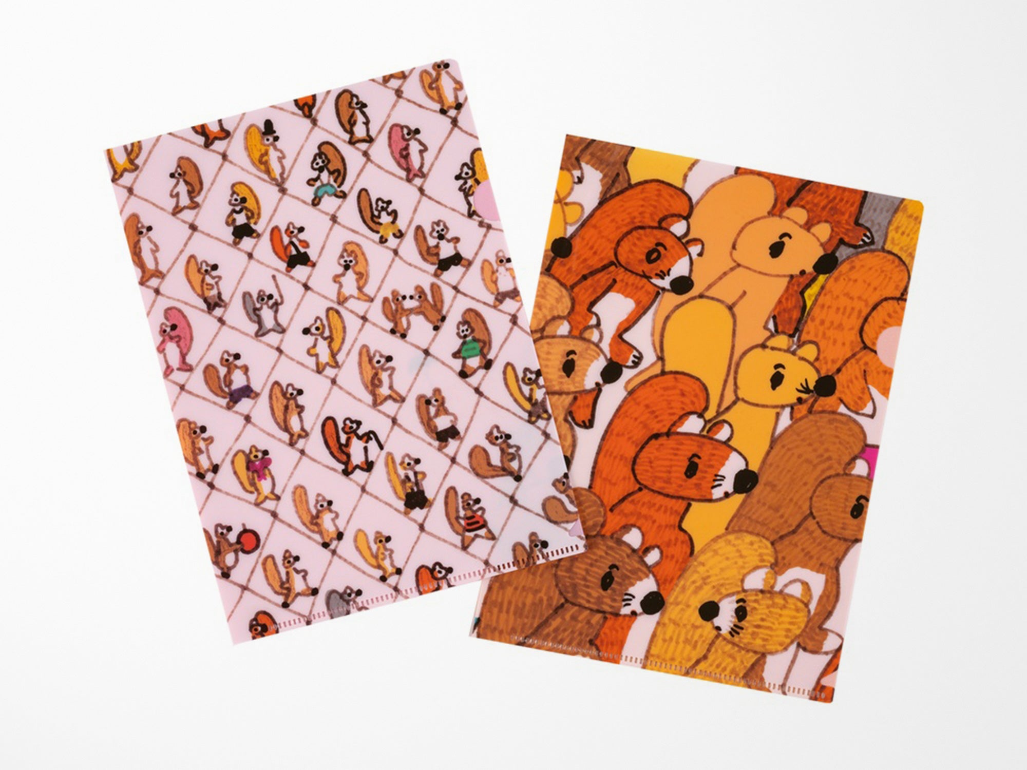 100%ORANGE Hobonichi Folder Set of 2 for A5 Size - Squirrel Squadron