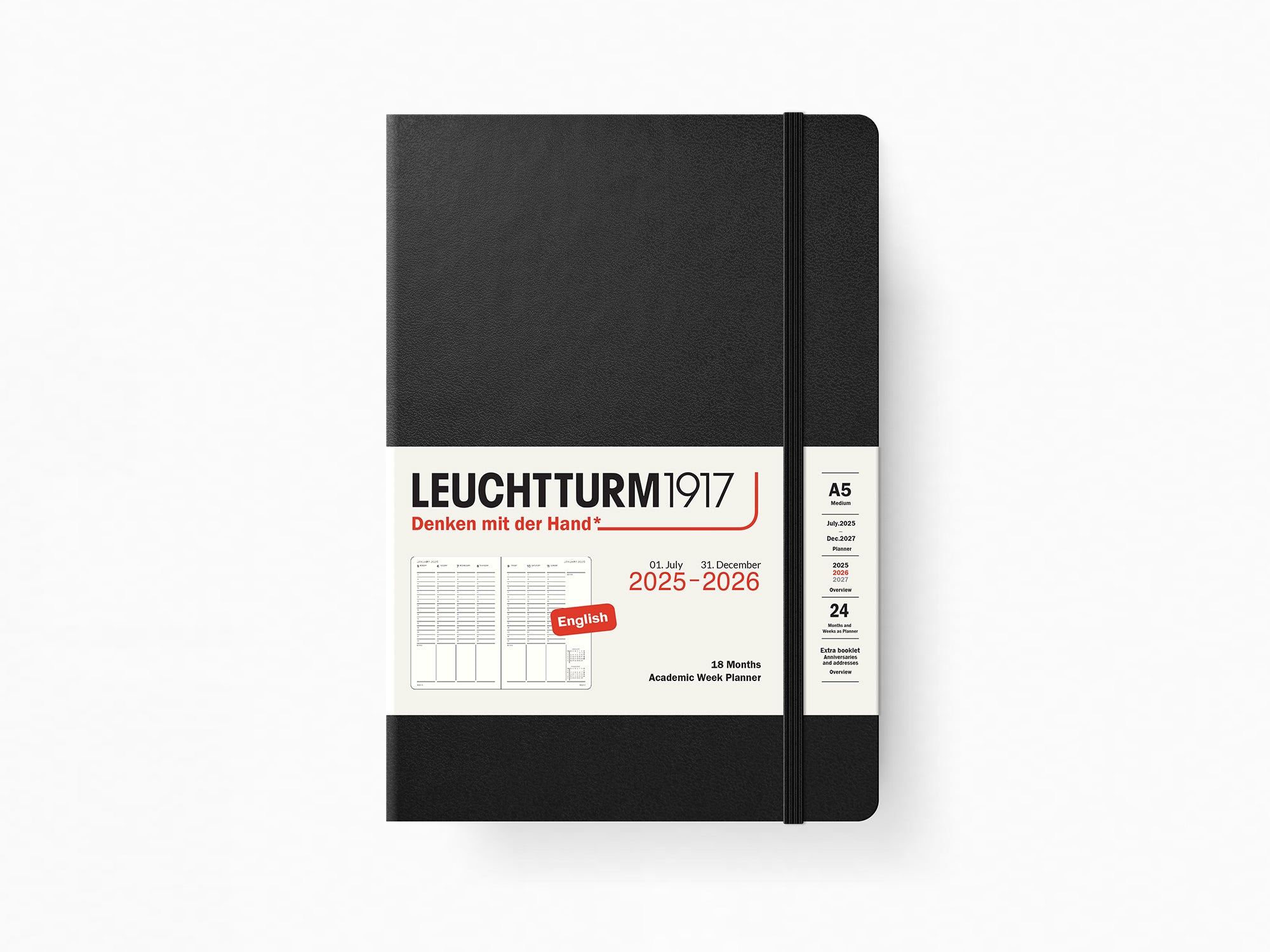 2026 Leuchtturm 1917 Academic Planner 18 Months - BLACK Hardcover