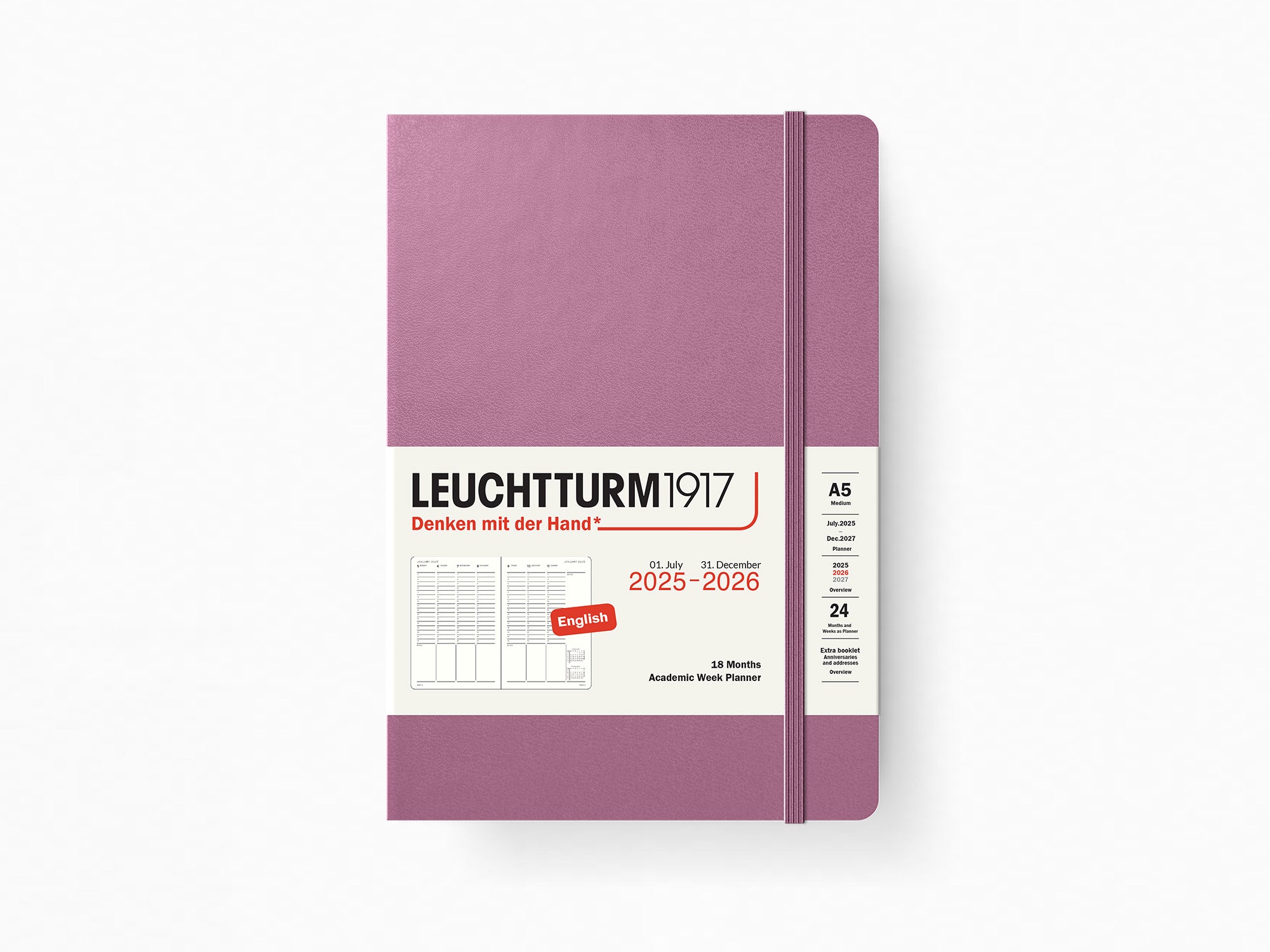 2026 Leuchtturm 1917 Academic Planner 18 Months - DUSTY ROSE Hardcover