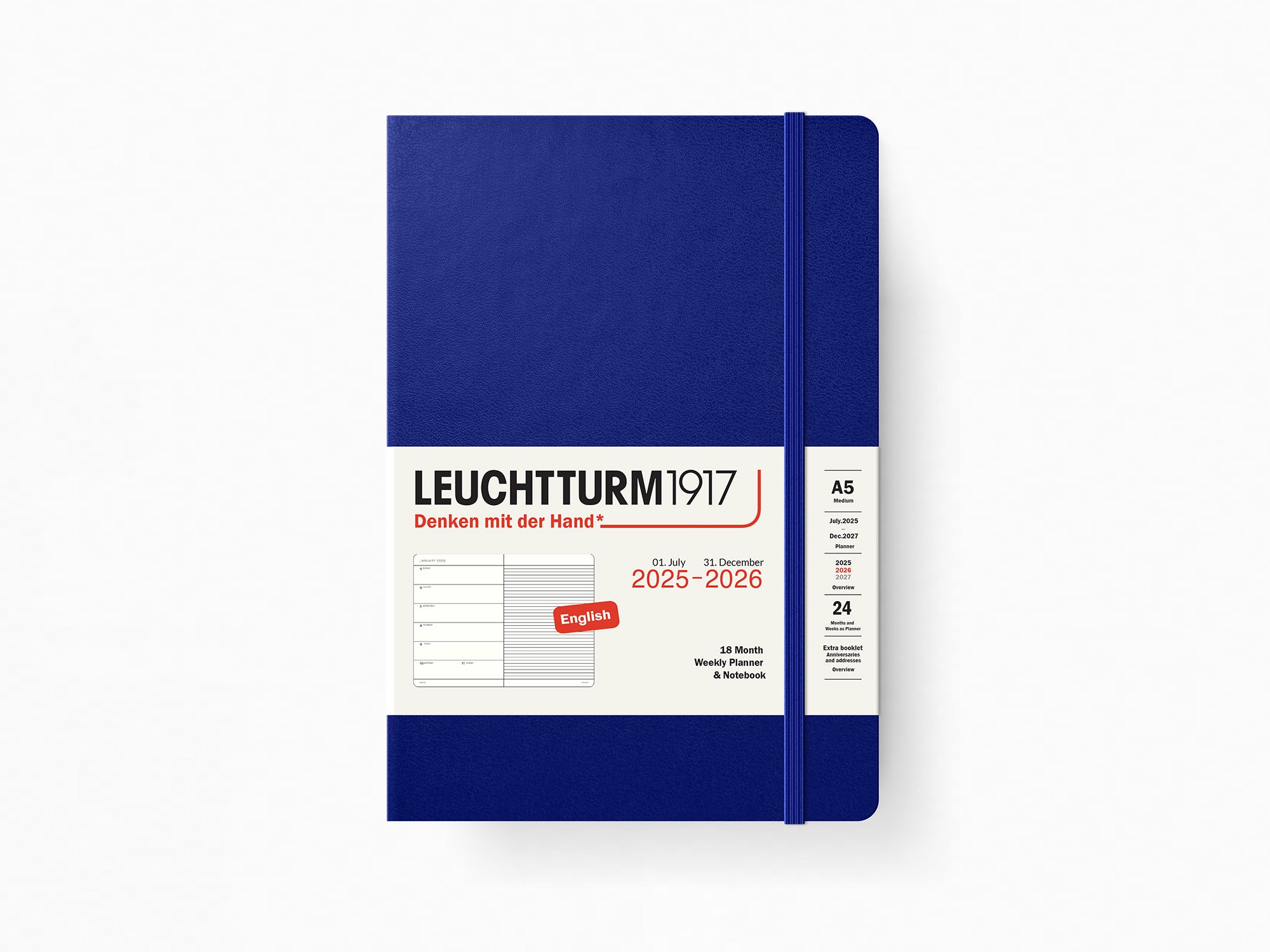 2026 Leuchtturm 1917 Weekly Planner & Notebook 18 Months - INK Hardcover, Ruled