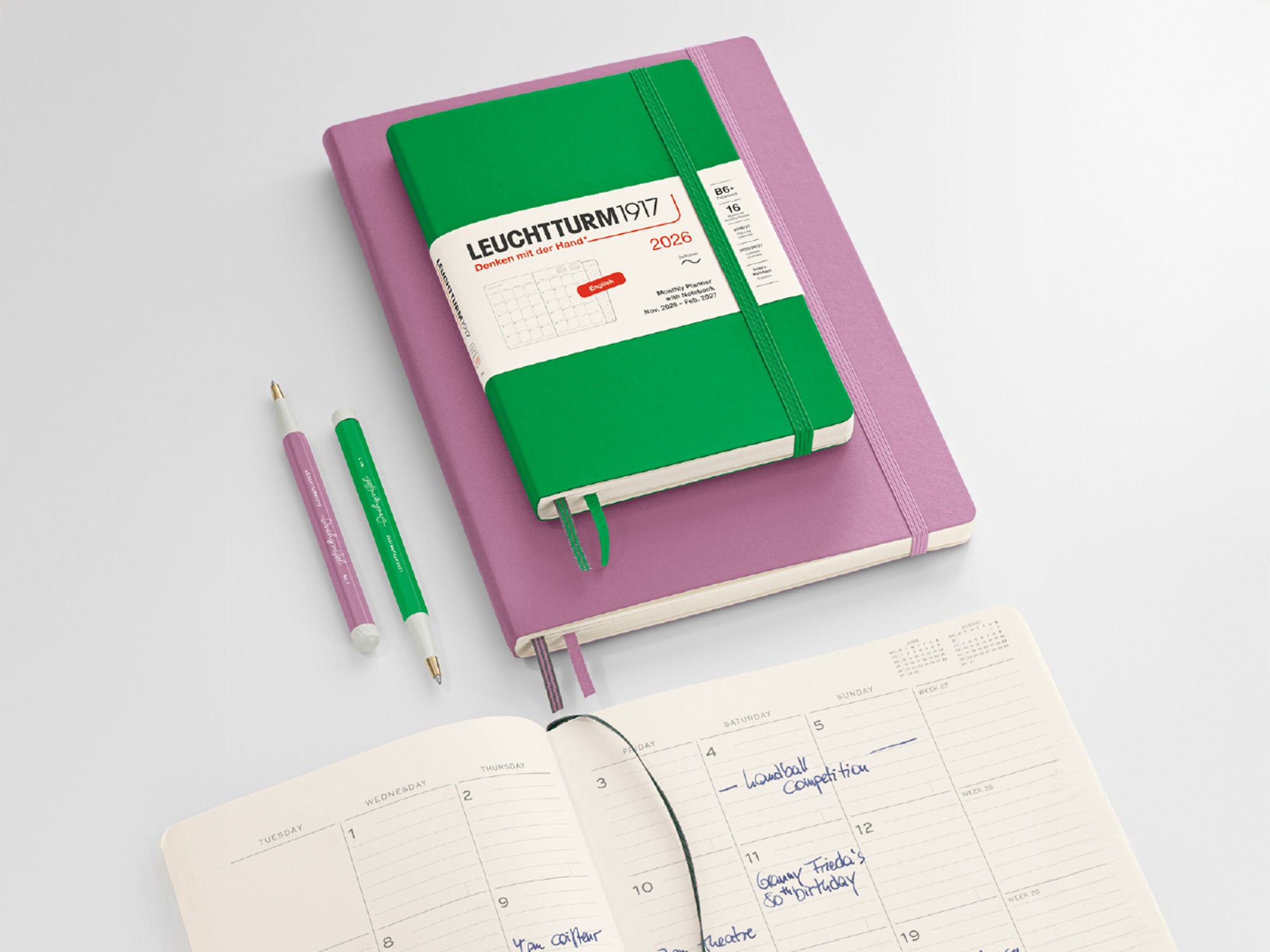 2026 Leuchtturm 1917 Monthly Planner with Notebook - SPRING LEAF Softcover