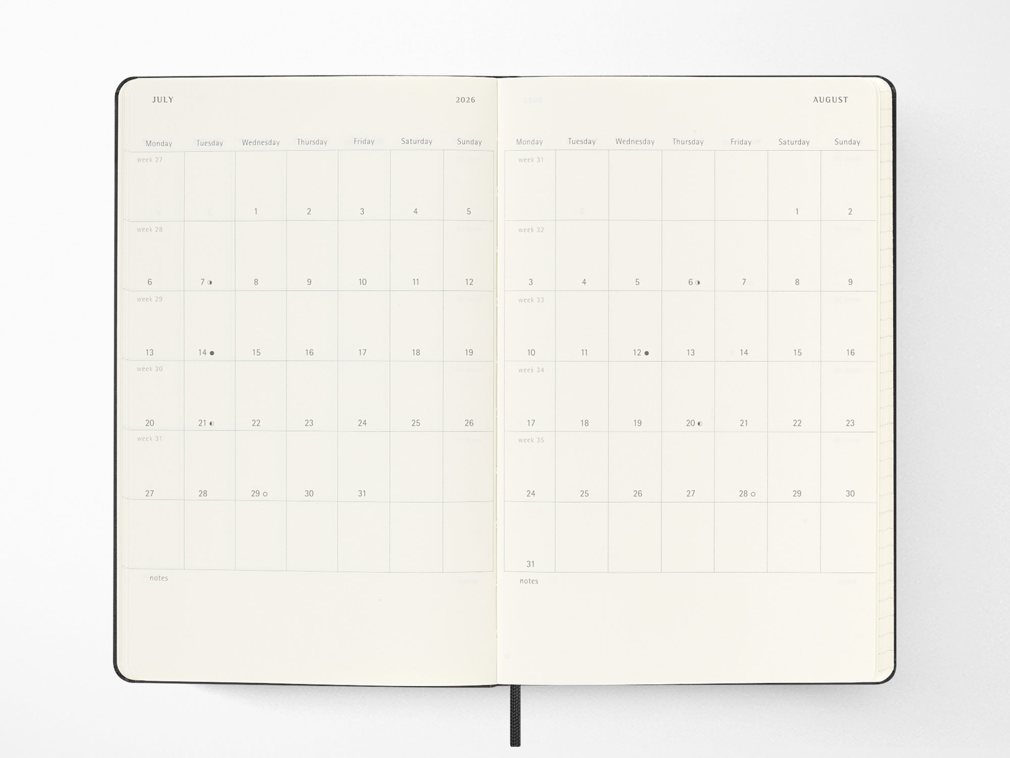2025-2026 Moleskine 18 Month Weekly Planner - BLACK Hardcover