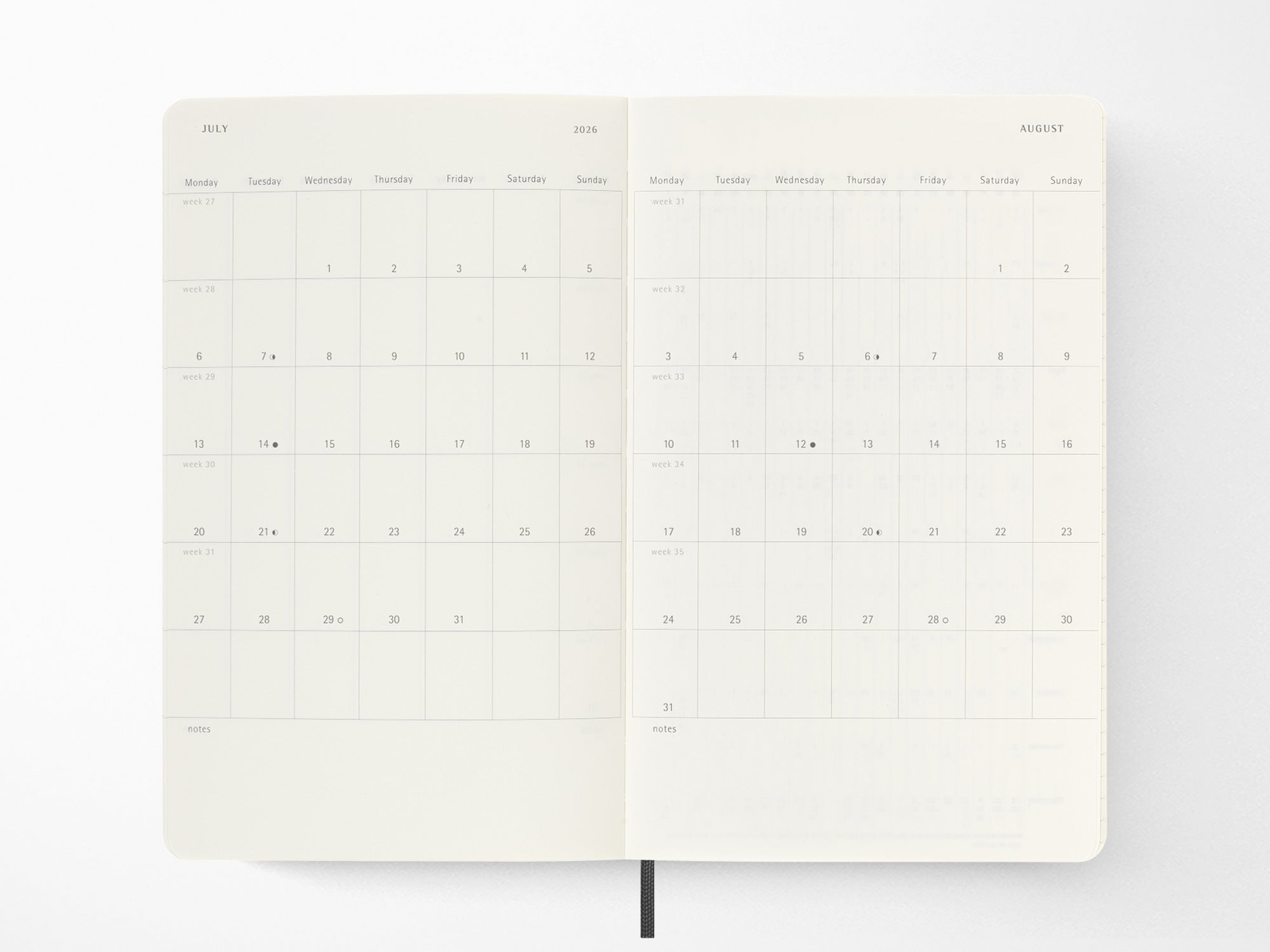 2025-2026 Moleskine 18 Month Weekly Planner - BLACK Softcover