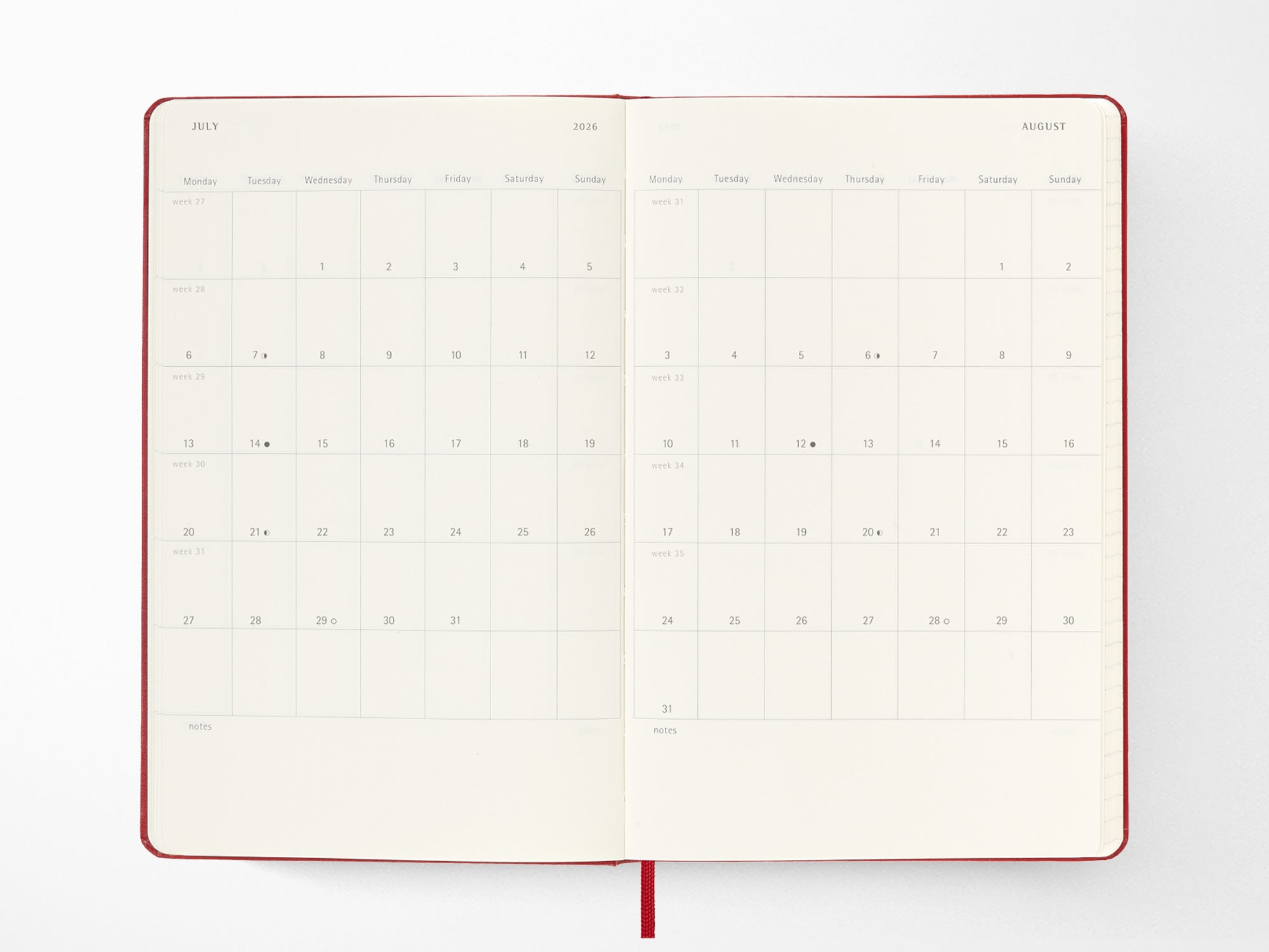 2025-2026 Moleskine 18 Month Weekly Planner - SCARLET RED Hardcover