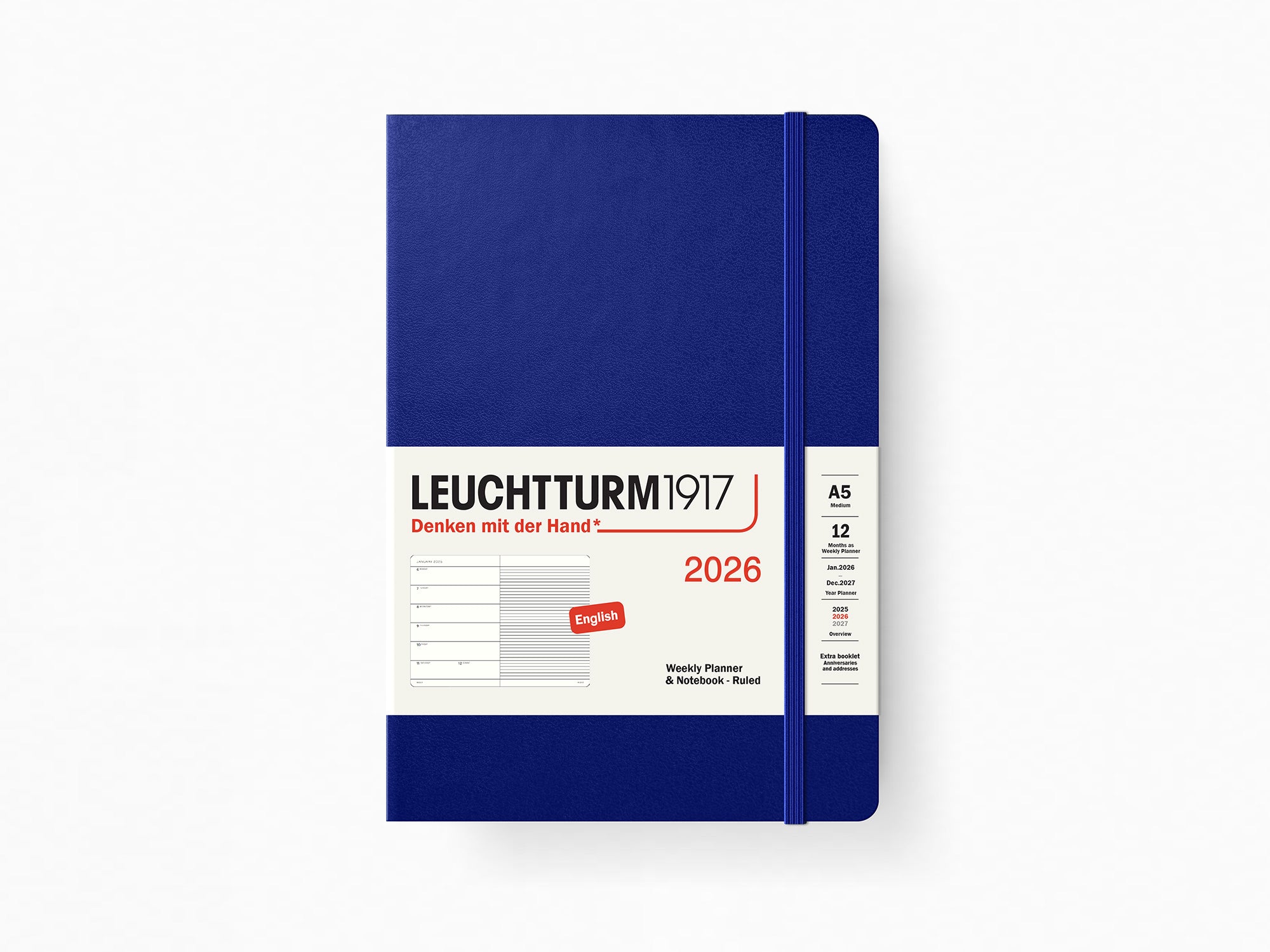 2026 Leuchtturm 1917 Weekly Planner & Notebook - INK Hardcover, Ruled Pages