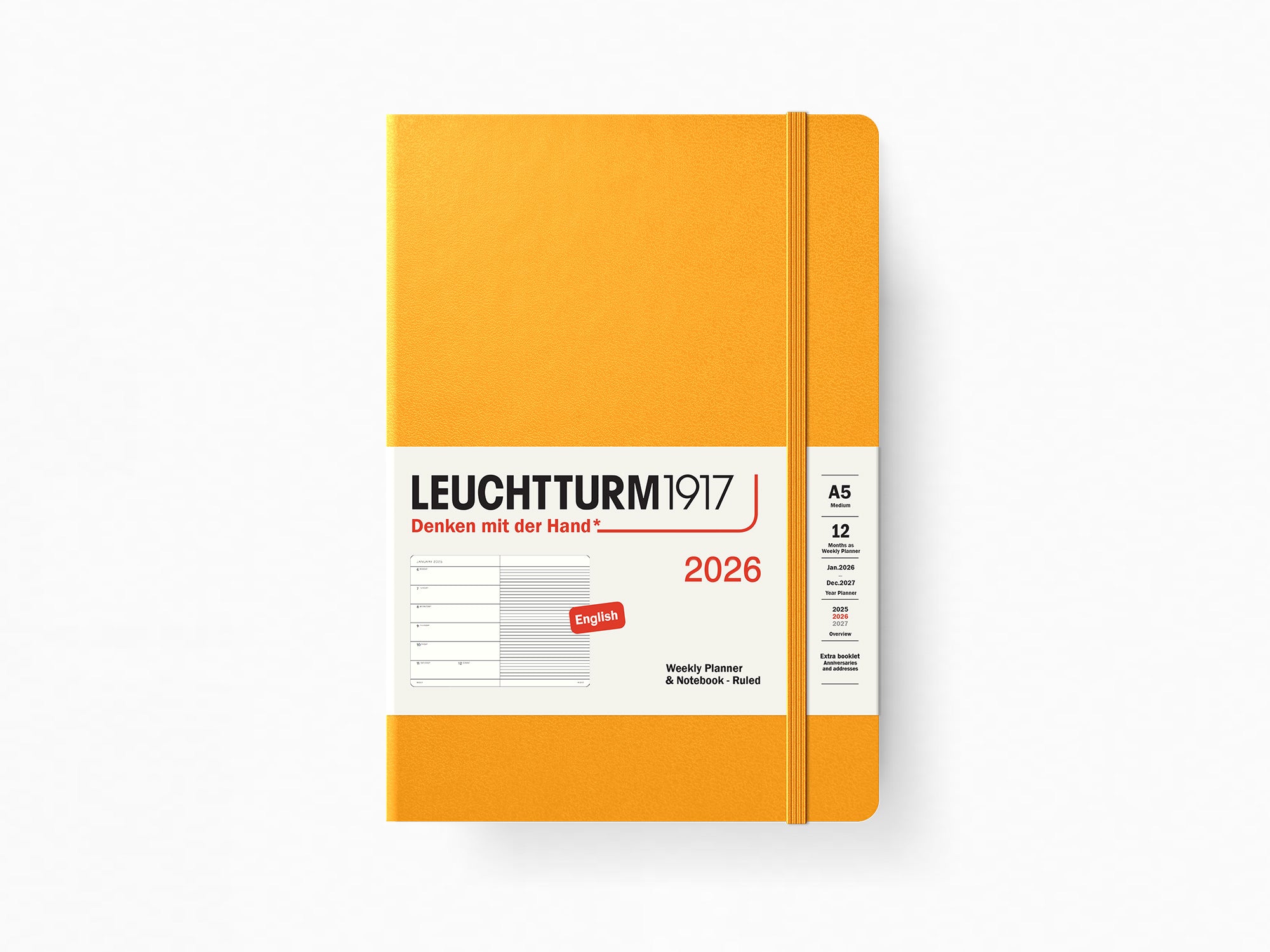 2026 Leuchtturm 1917 Weekly Planner & Notebook - RISING SUN Hardcover, Ruled Pages