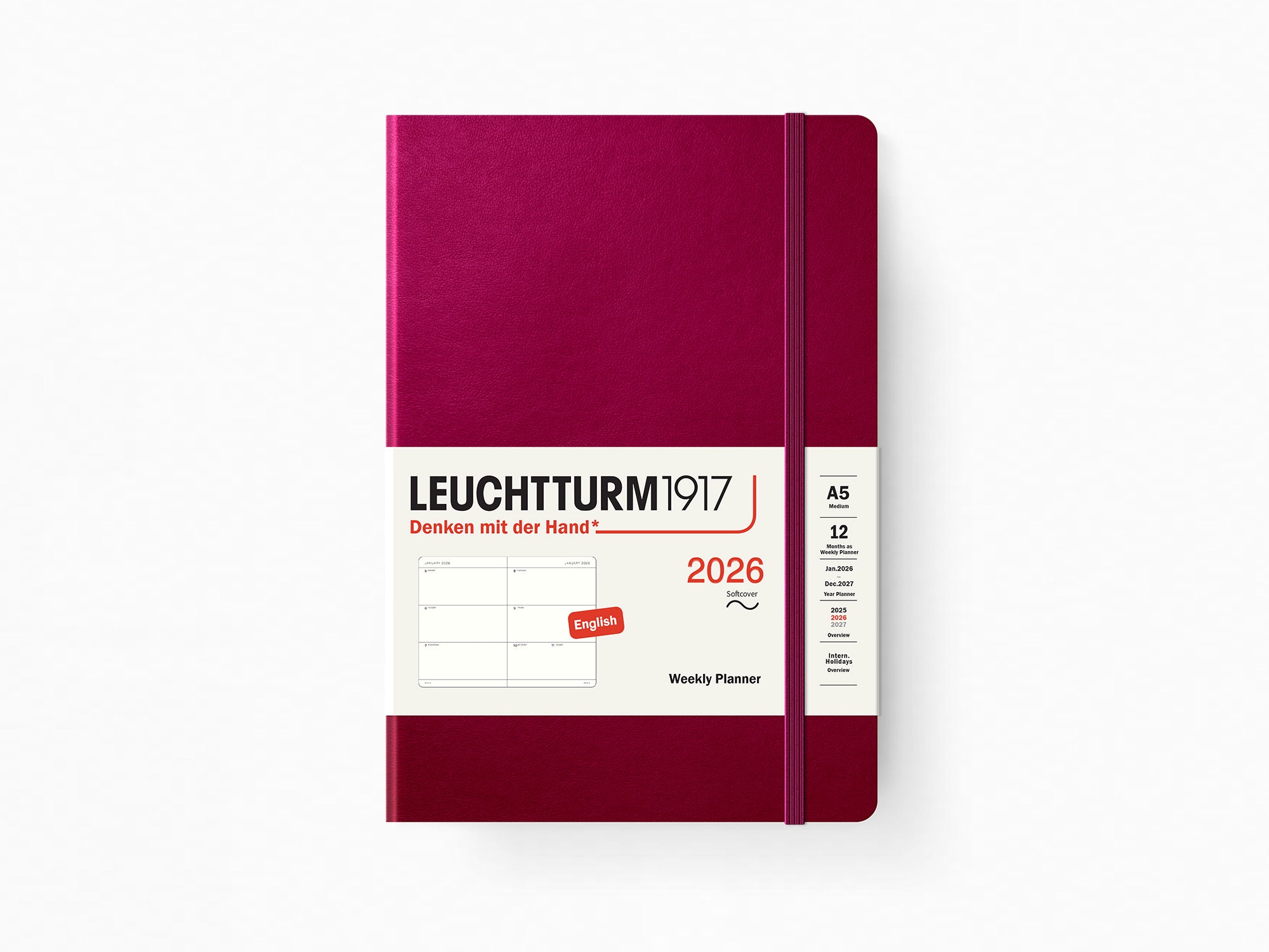 2026 Leuchtturm 1917 Weekly Planner - PORT RED Softcover