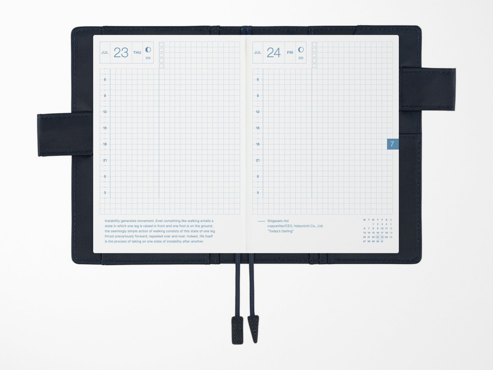 Hobonichi Techo A6 Original Cover + Book - Black x Clear Blue