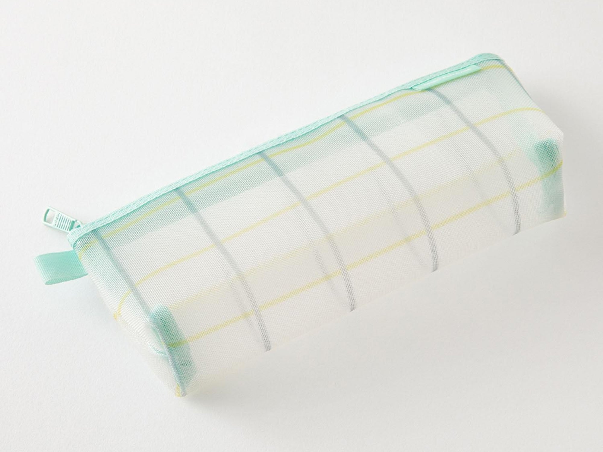 Limited Edition Mesh Pen Case with Gusset - Check Green