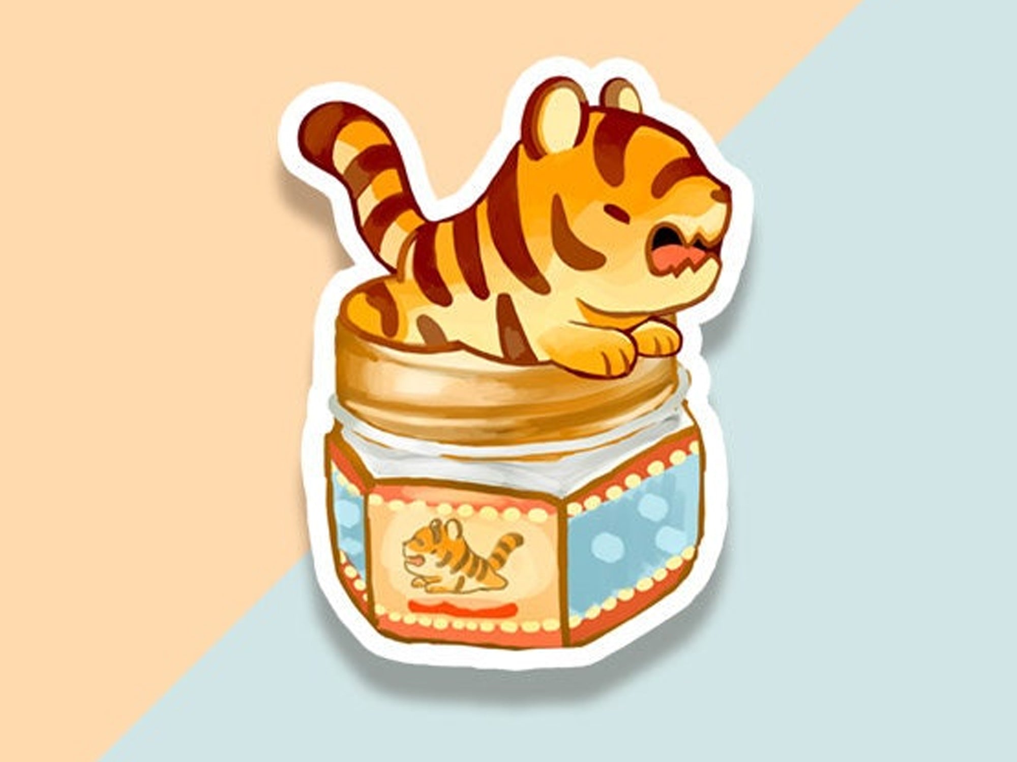 Tiger Cub Jar Vinyl Sticker