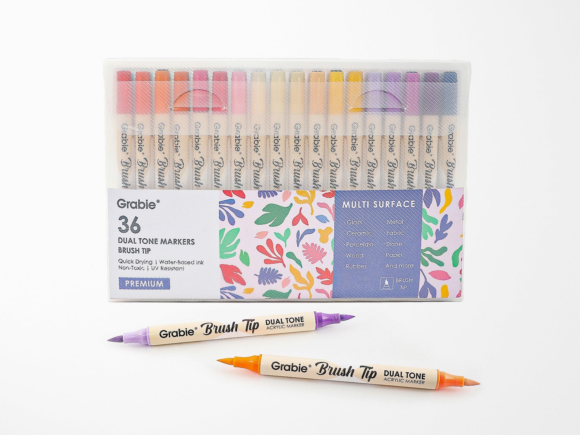 Dual Tone Brush Tip Acrylic Paint Marker Set of 36