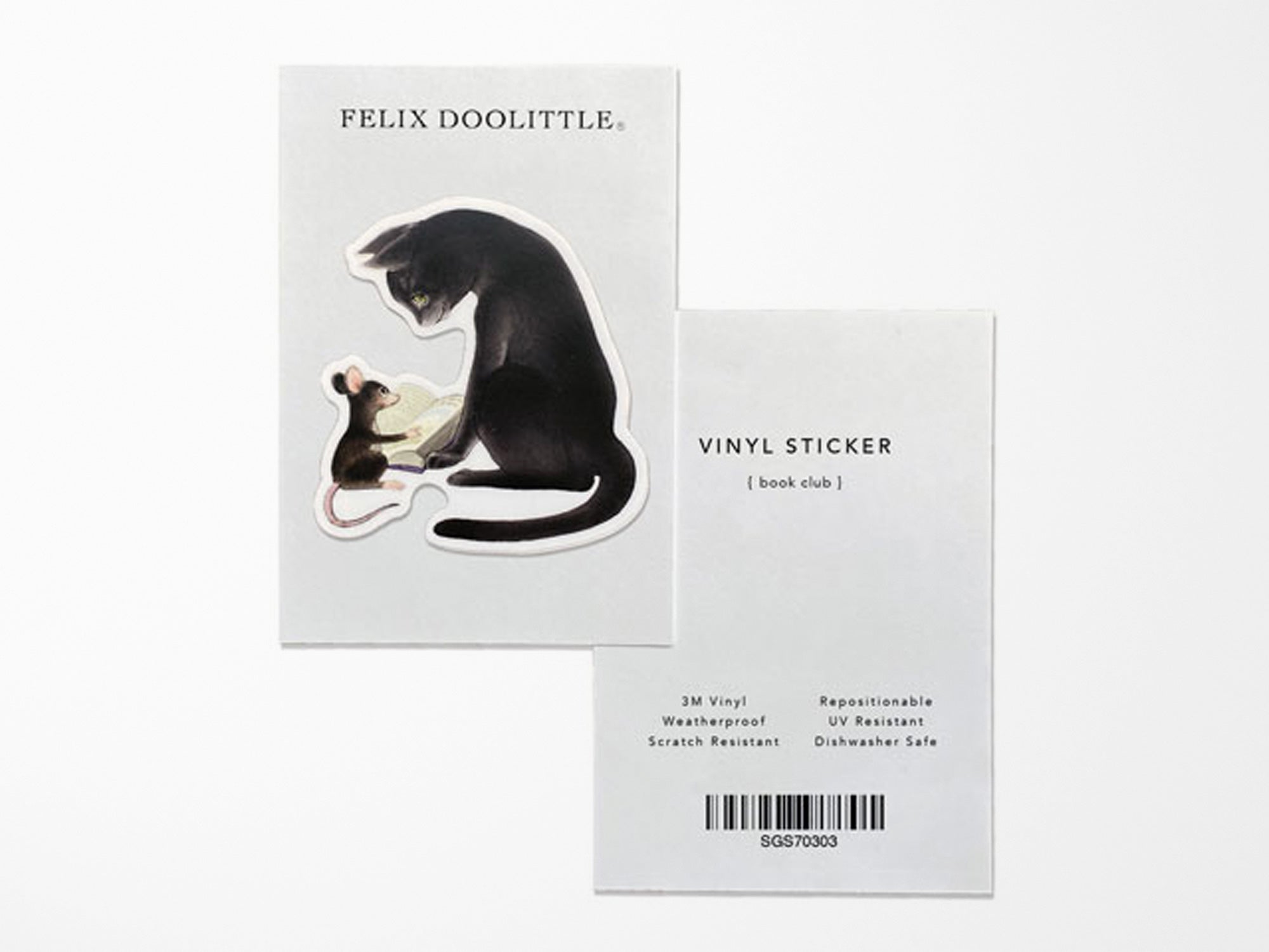 Book Club Cat and Mouse Vinyl Sticker