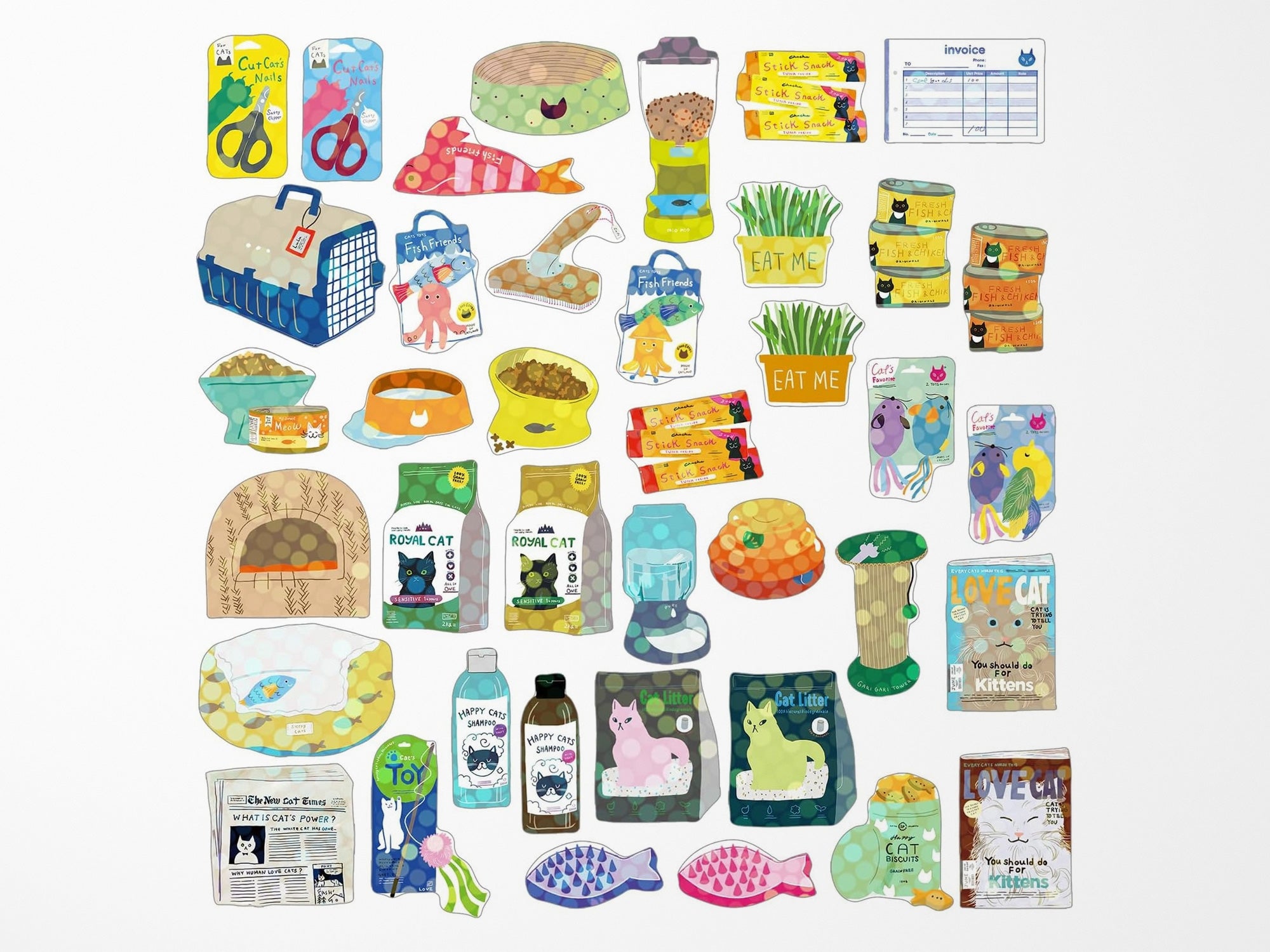 Cat Supply Mini Crate Stickers