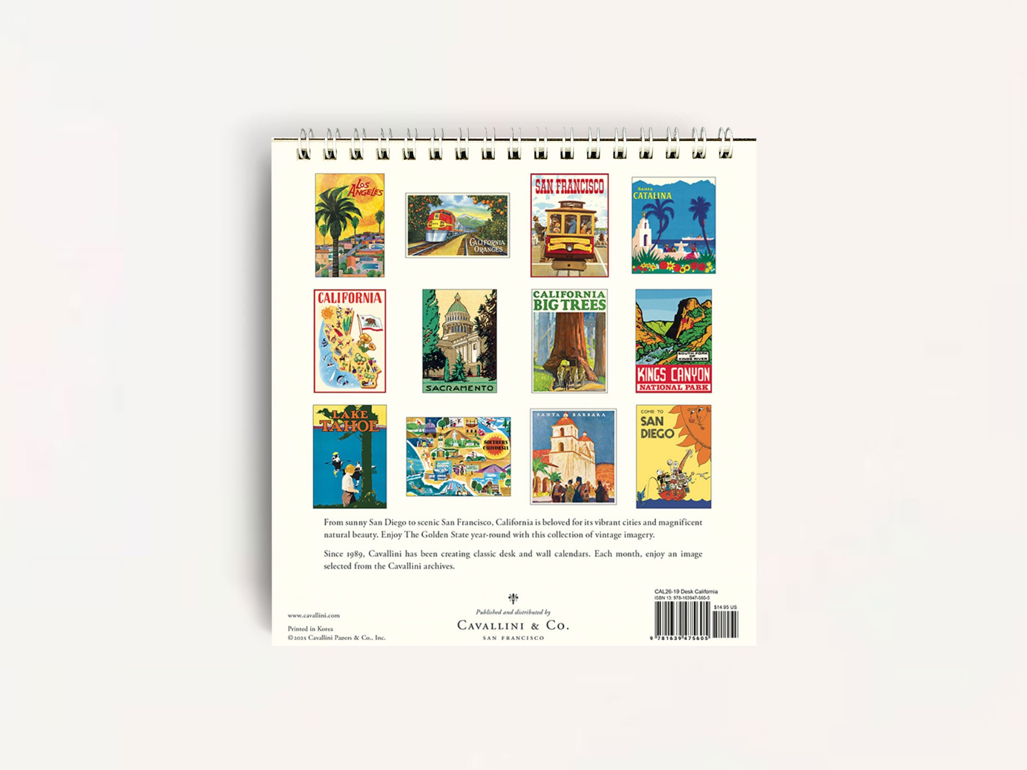 Cavallini 2026 DESK Calendar - California