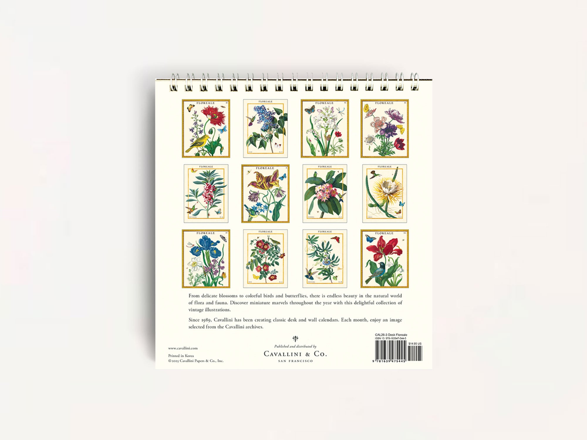 Cavallini 2026 DESK Calendar - Floreale
