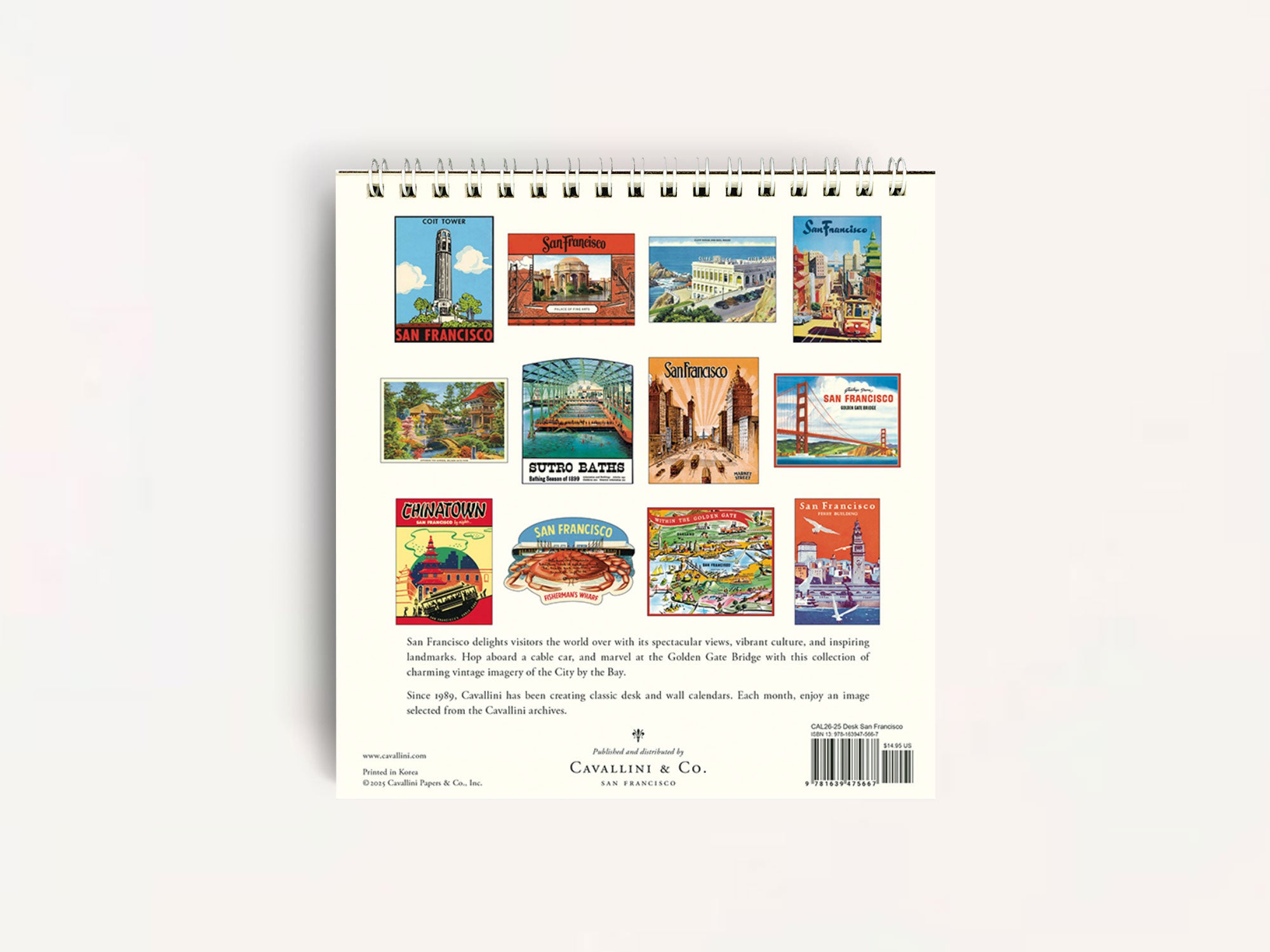 Cavallini 2026 DESK Calendar - San Francisco
