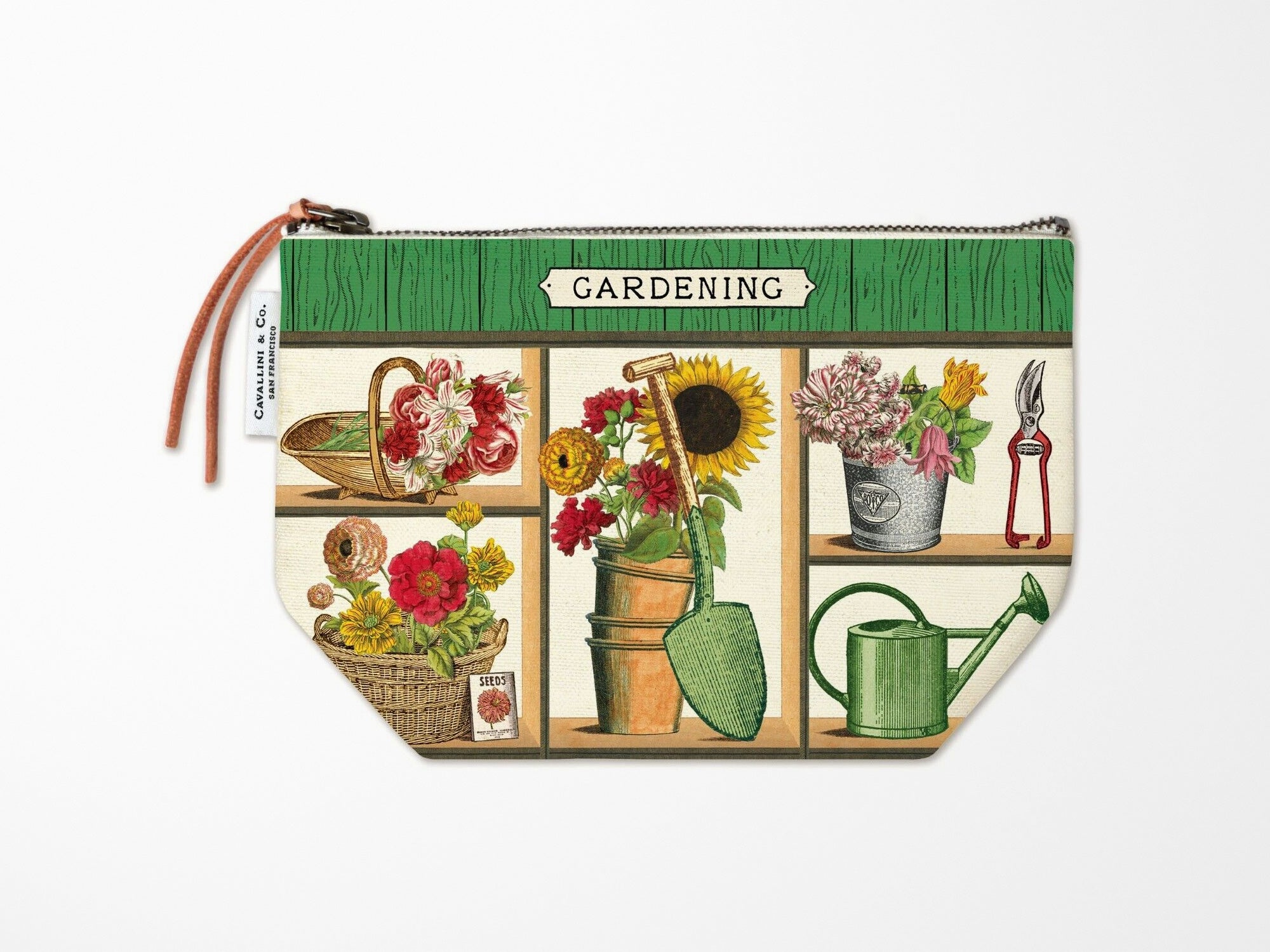 Cavallini Vintage Zipper Pouch - Gardening
