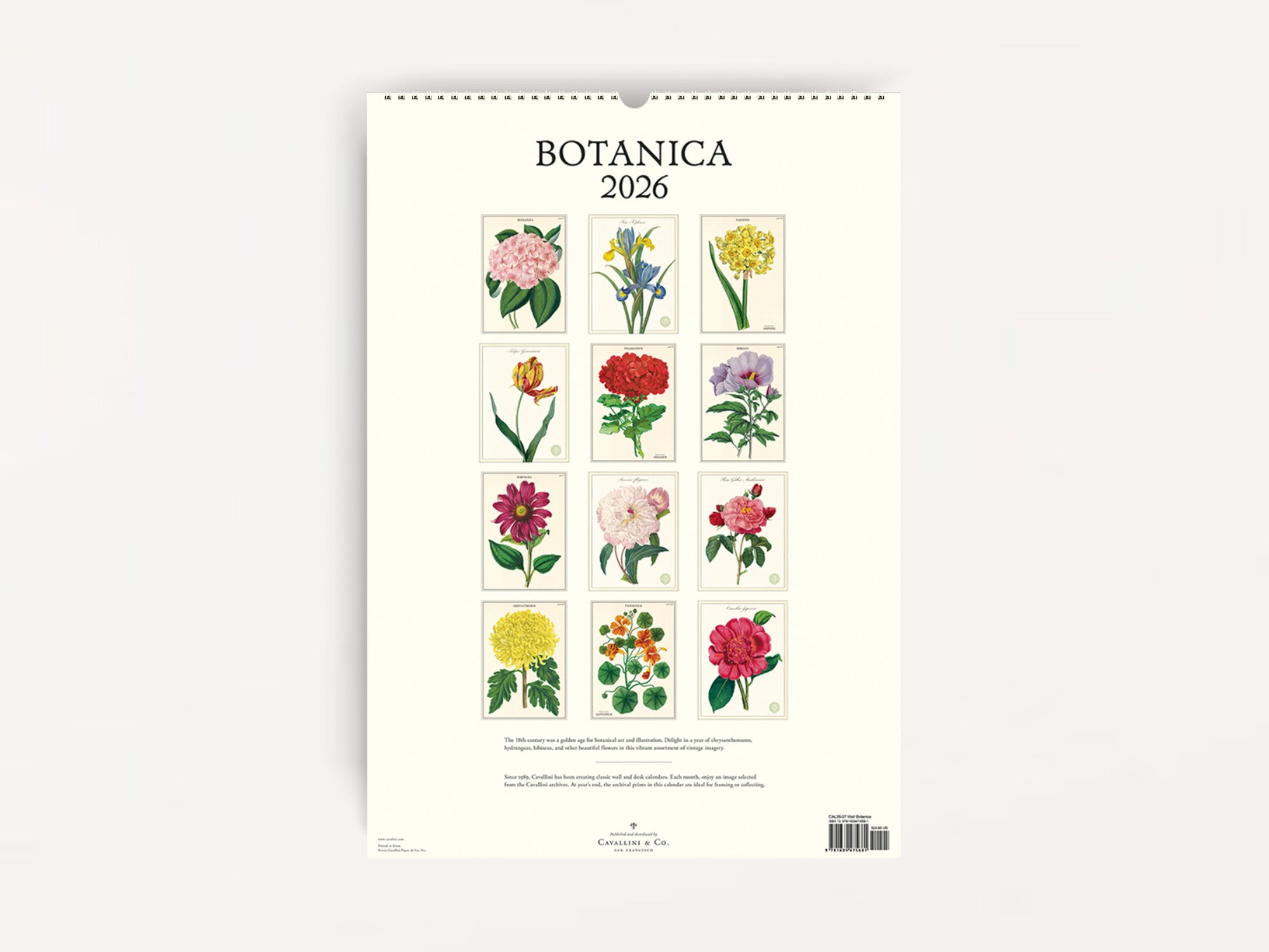 Cavallini 2026 WALL Calendar - Botanica