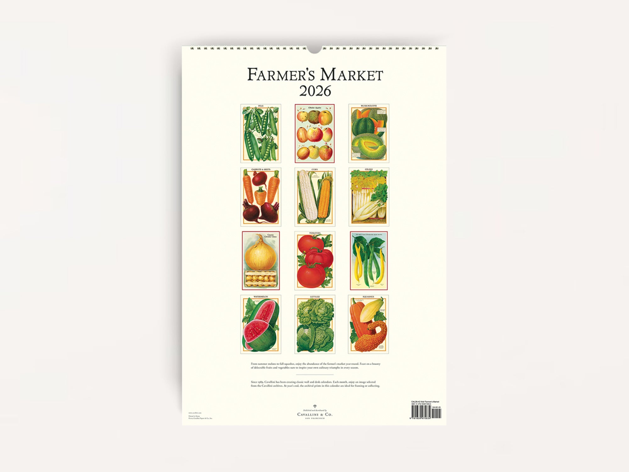 Cavallini 2026 WALL Calendar - Farmer's Market