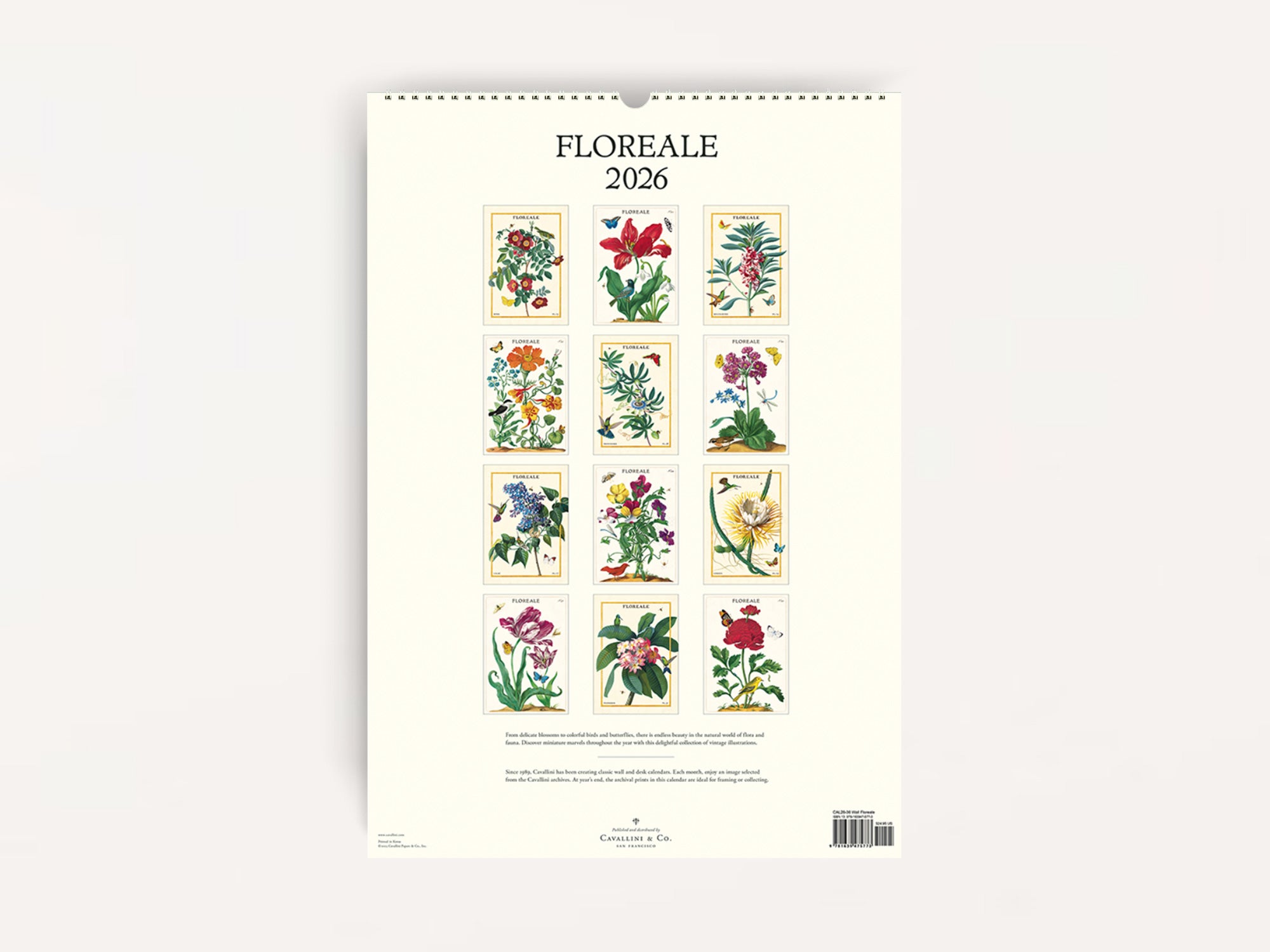 Cavallini 2026 WALL Calendar - Floreale