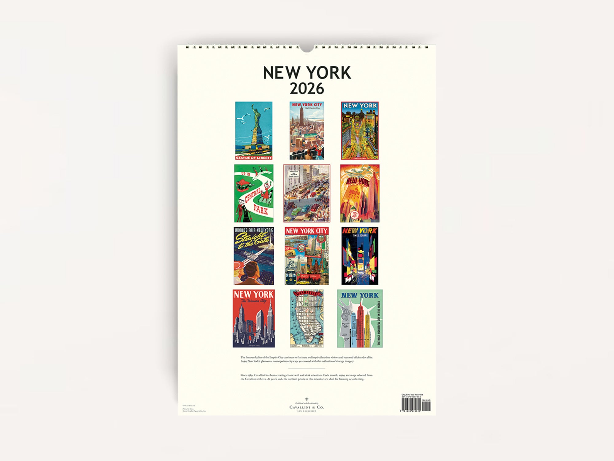 Cavallini 2026 WALL Calendar - New York