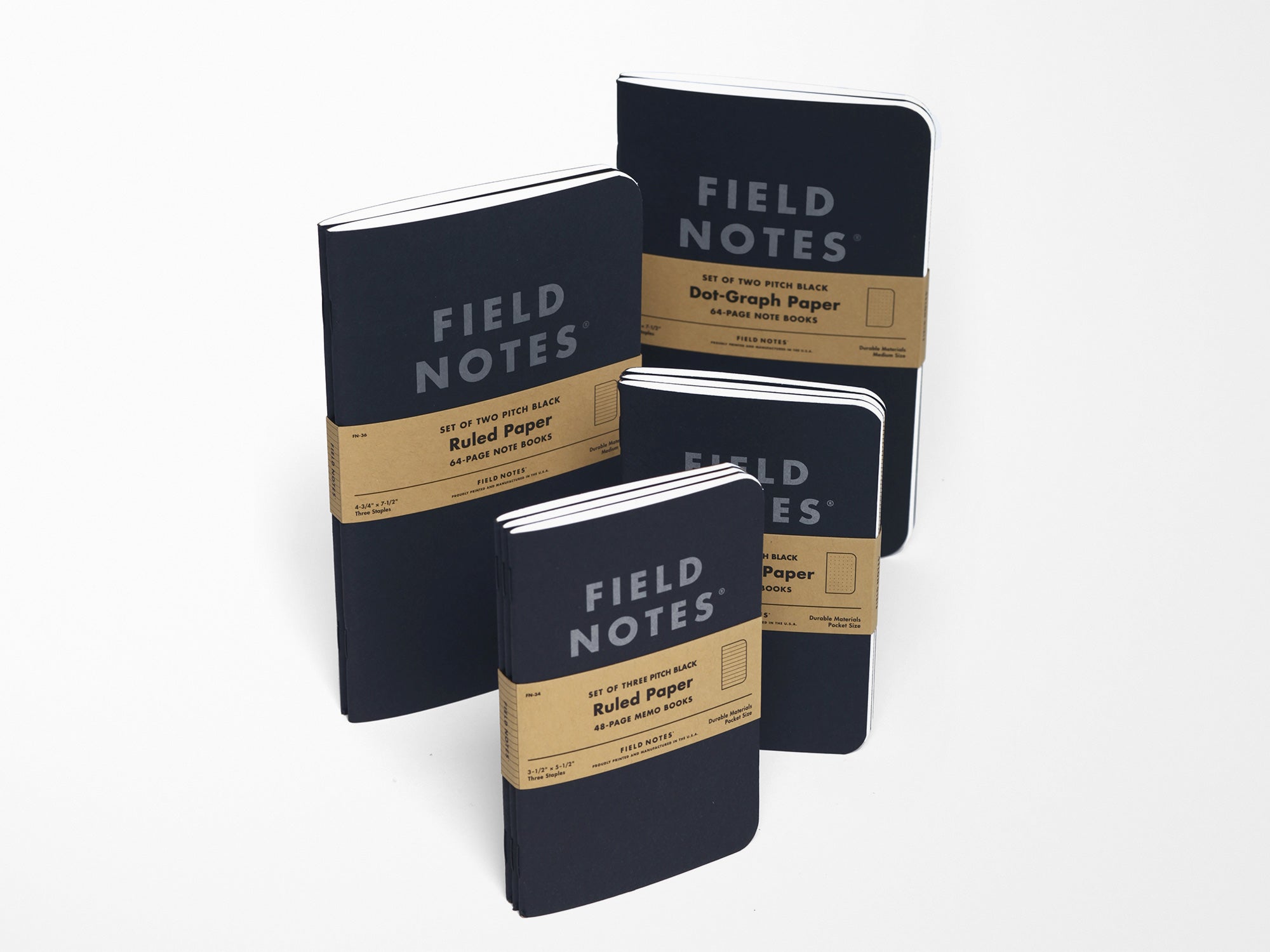 FIeld Notes Pitch Black Memo Book Set of 3