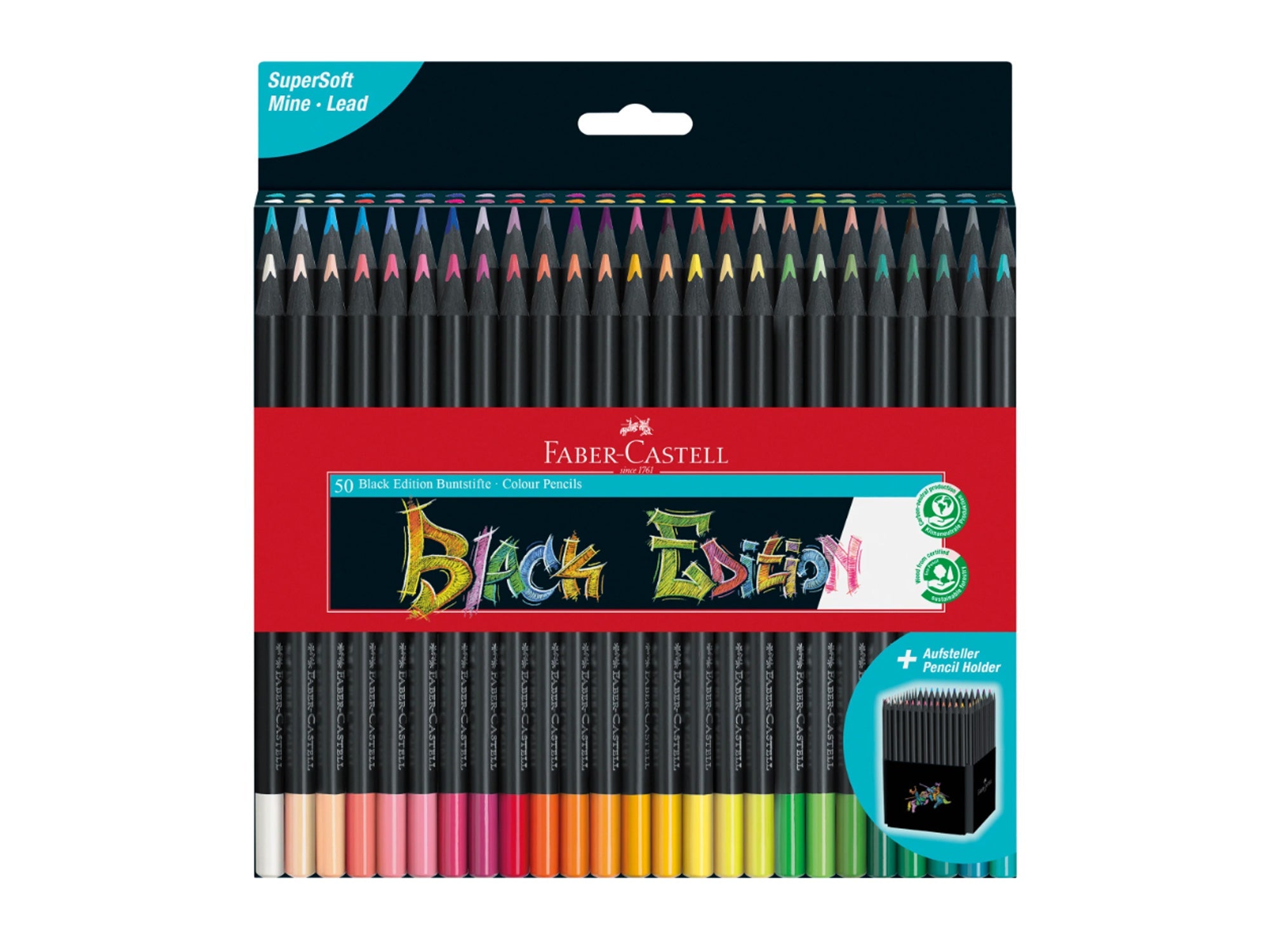 Faber Castell Black Edition Colored Pencils - Basic Colors 50 Set