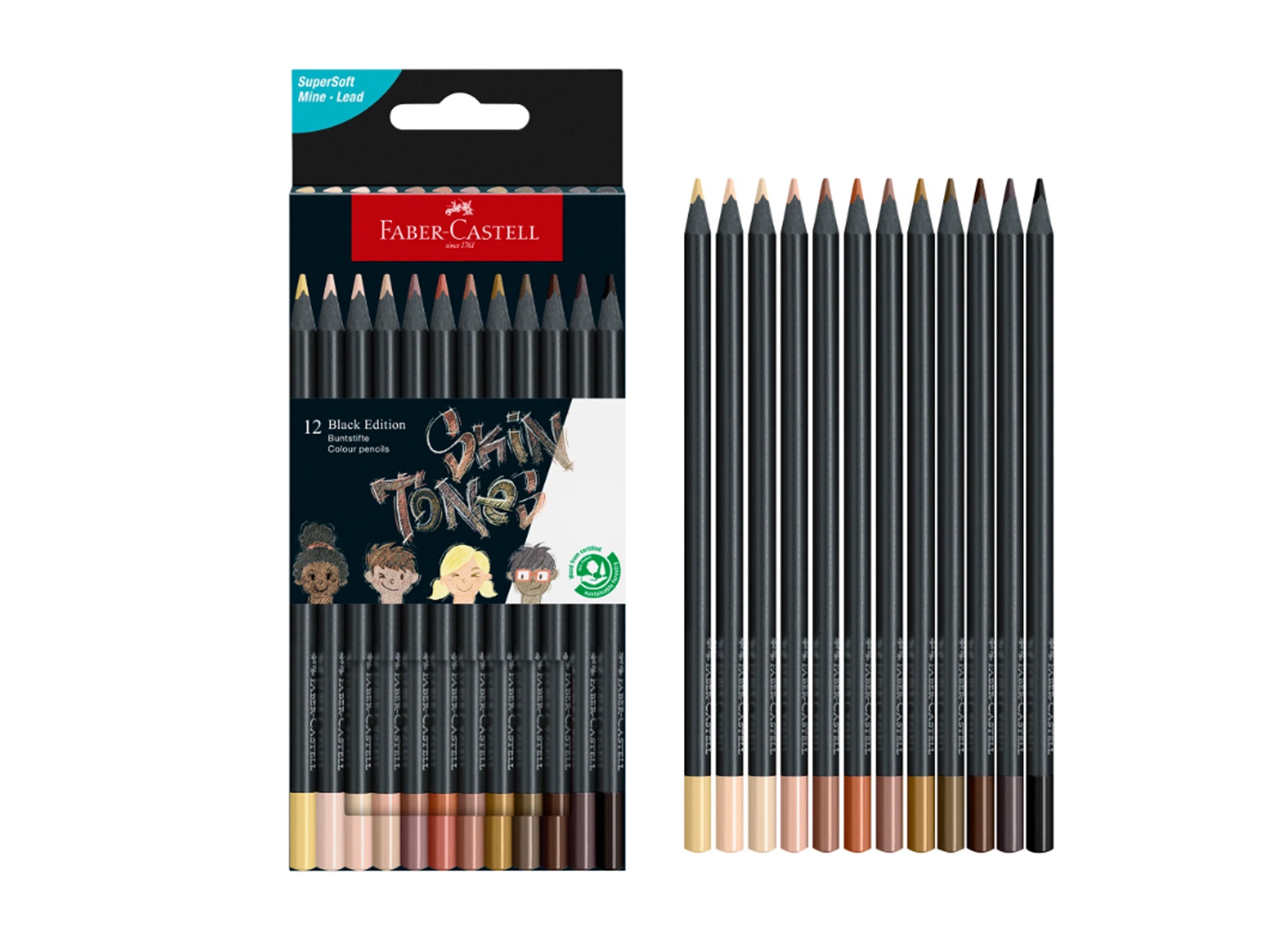 Faber Castell Black Edition Colored Pencils - Set of 12 Skin Tones