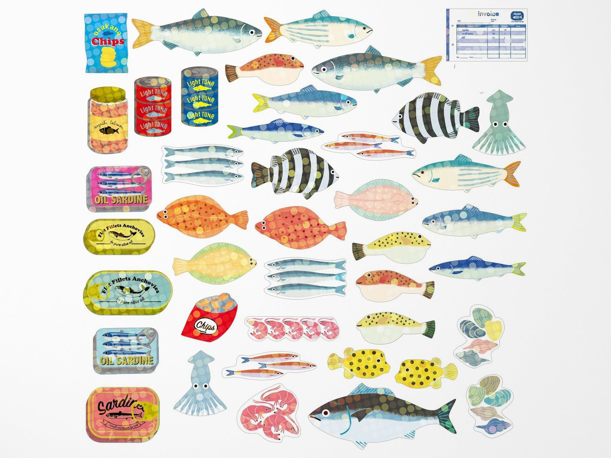 Fish & Seafood Mini Crate Stickers