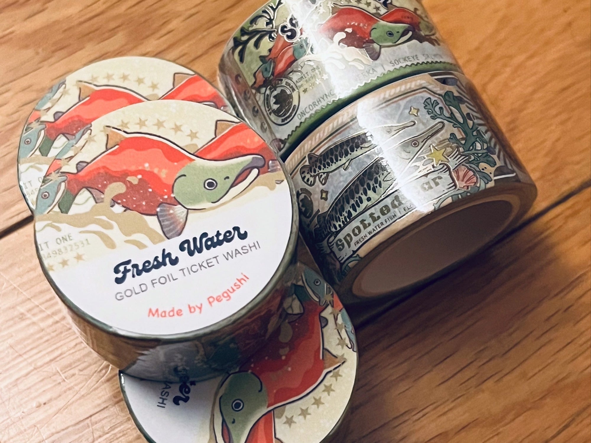 Gold Foil Freshwater Ticket Washi Tape