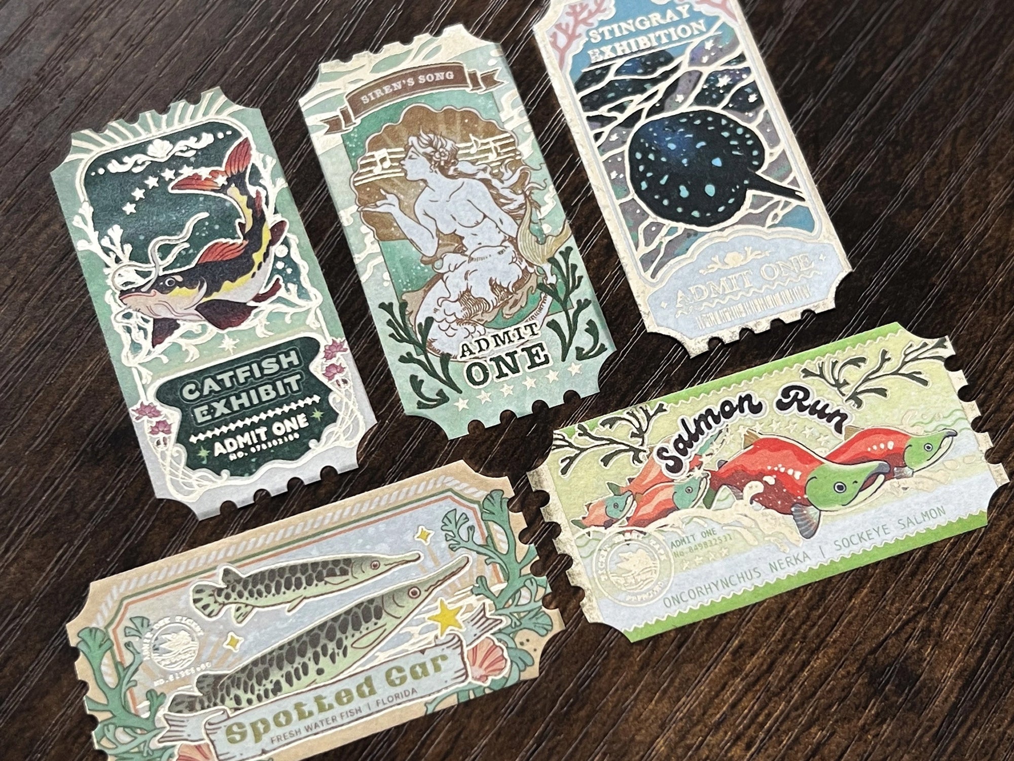 Gold Foil Freshwater Ticket Washi Tape