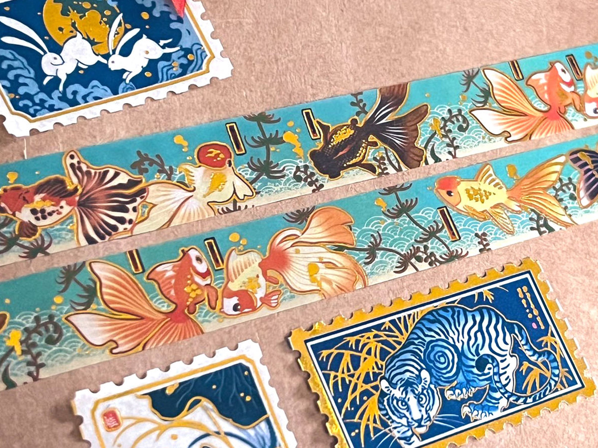 Gold Foil Goldfish Washi Tape