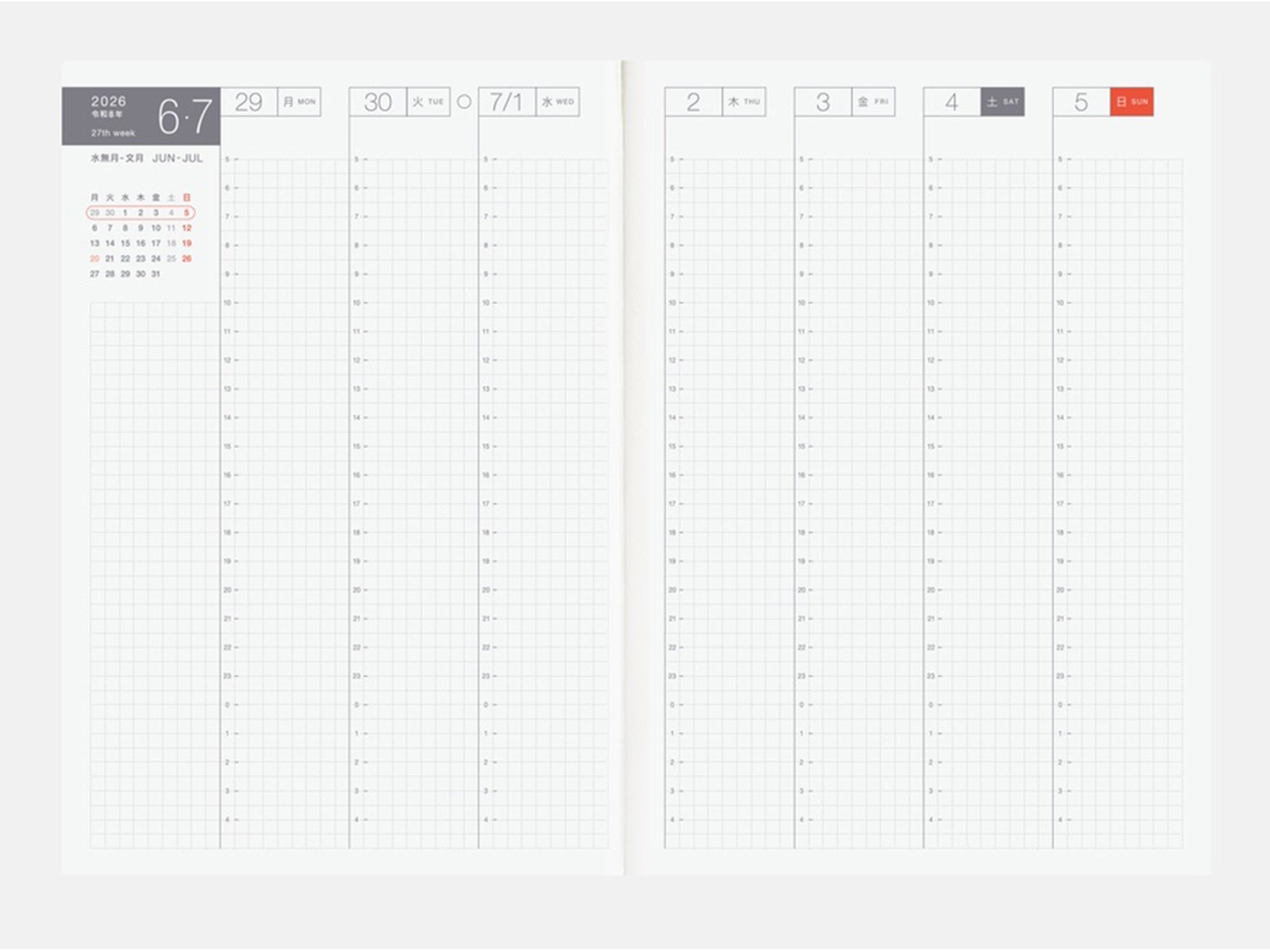 Hobonichi Techo 2026 Day-Free Book A5