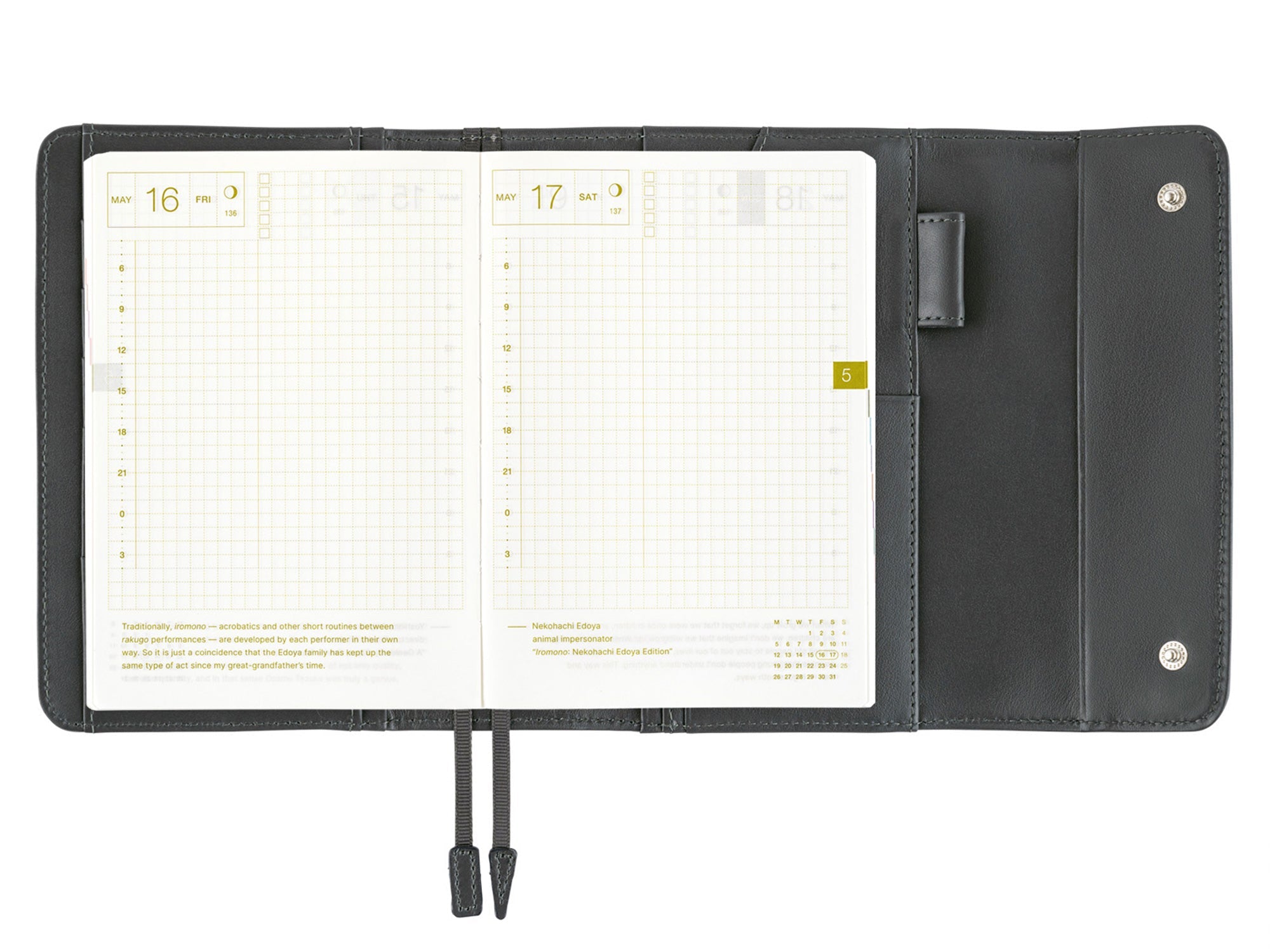 Hobonichi Techo A6 Original Cover - Leather Charcoal Grey