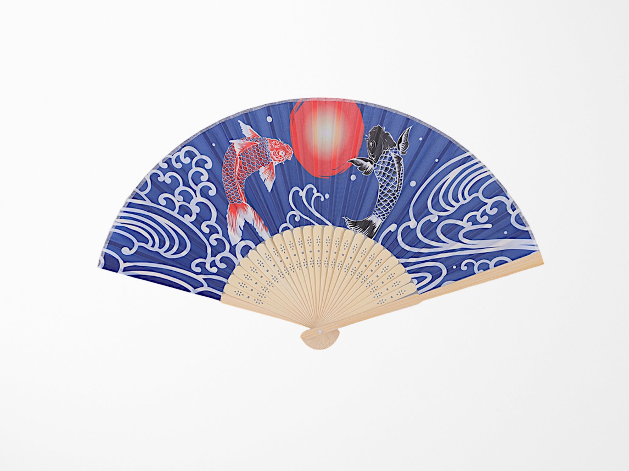Japanese Koi Waves Design Paper Folding Fan