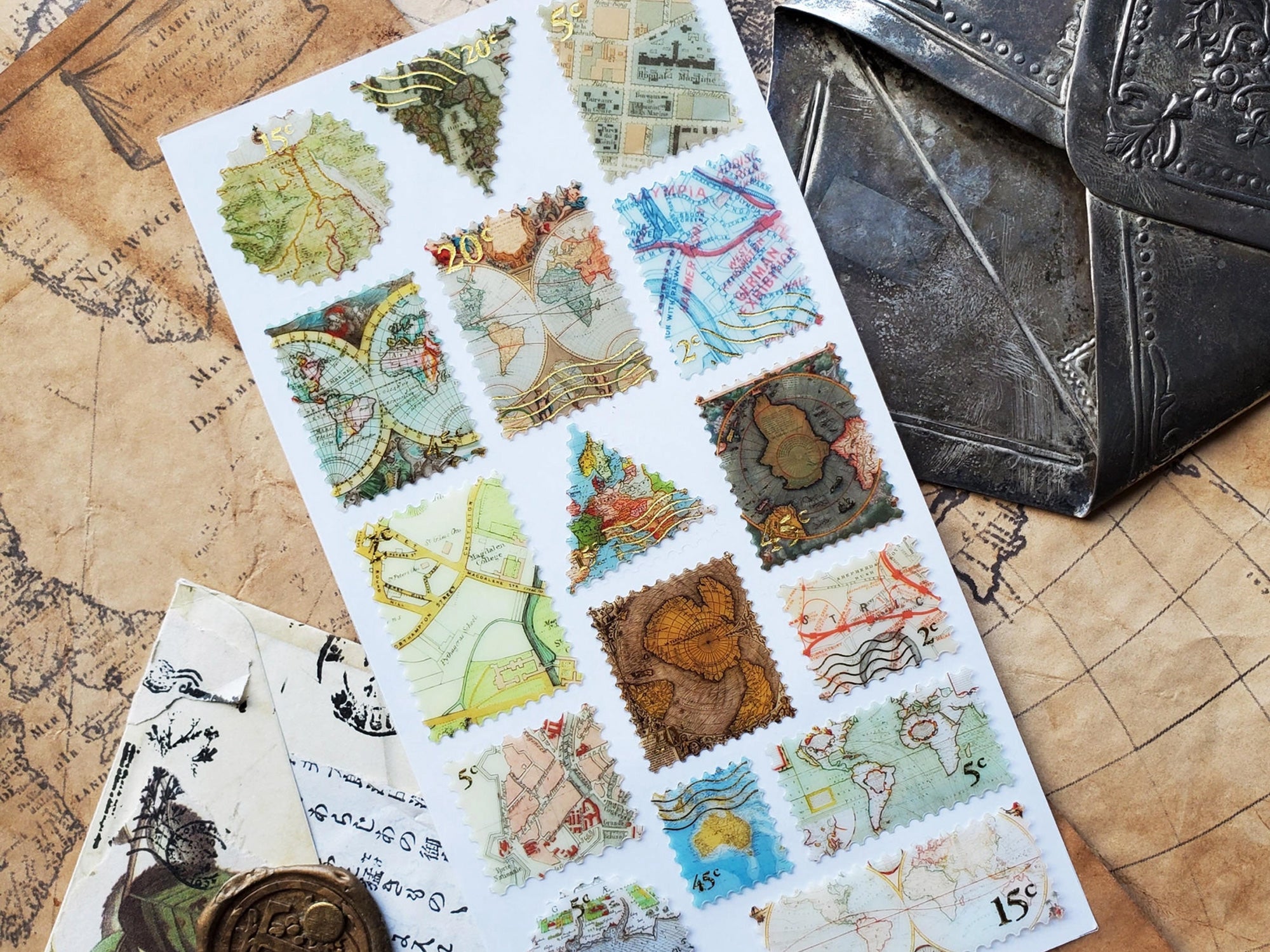 Mapped Out Stamps Sticker Sheet