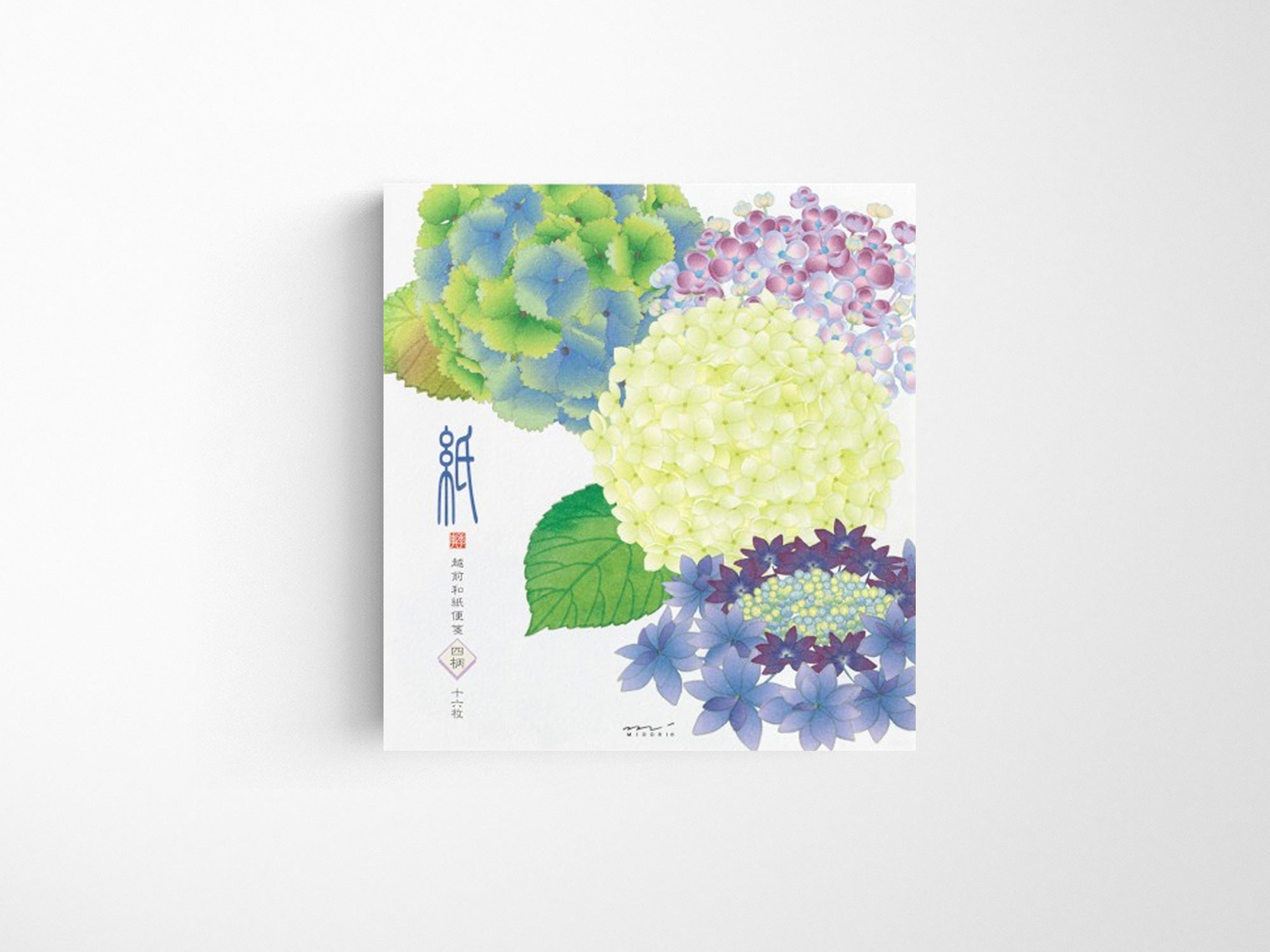 Midori Seasonal Letter Pad - 165 Four Designs Hydrangea