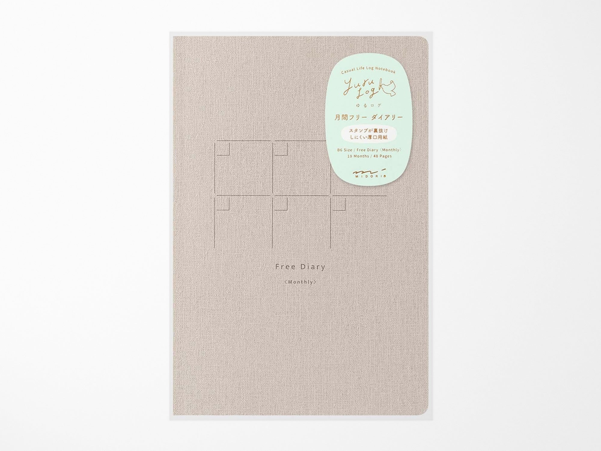 Midori Yuru Log Notebook B6 - Free Diary Monthly