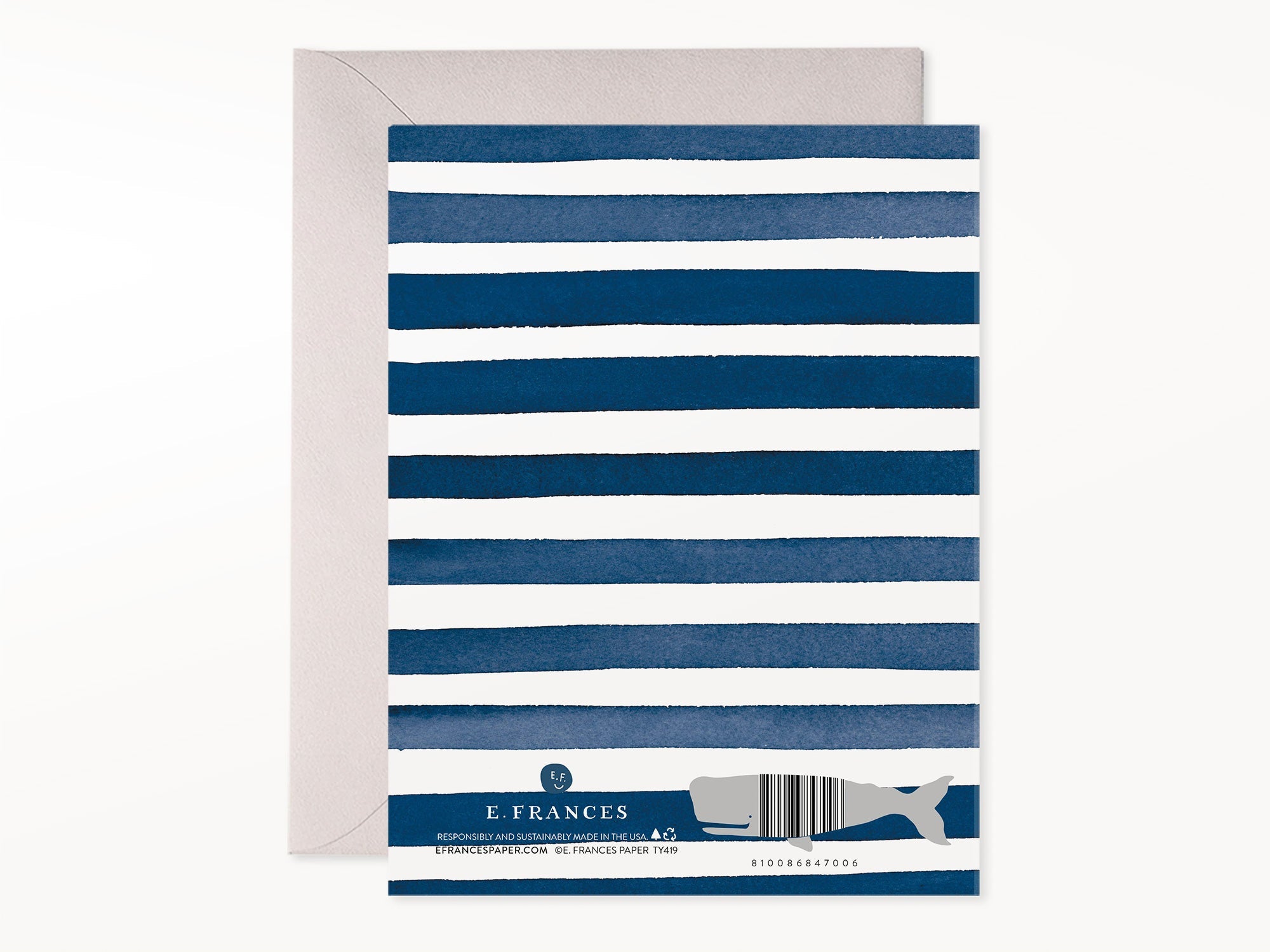 Navy Stripes Thank You Cards Box of 6