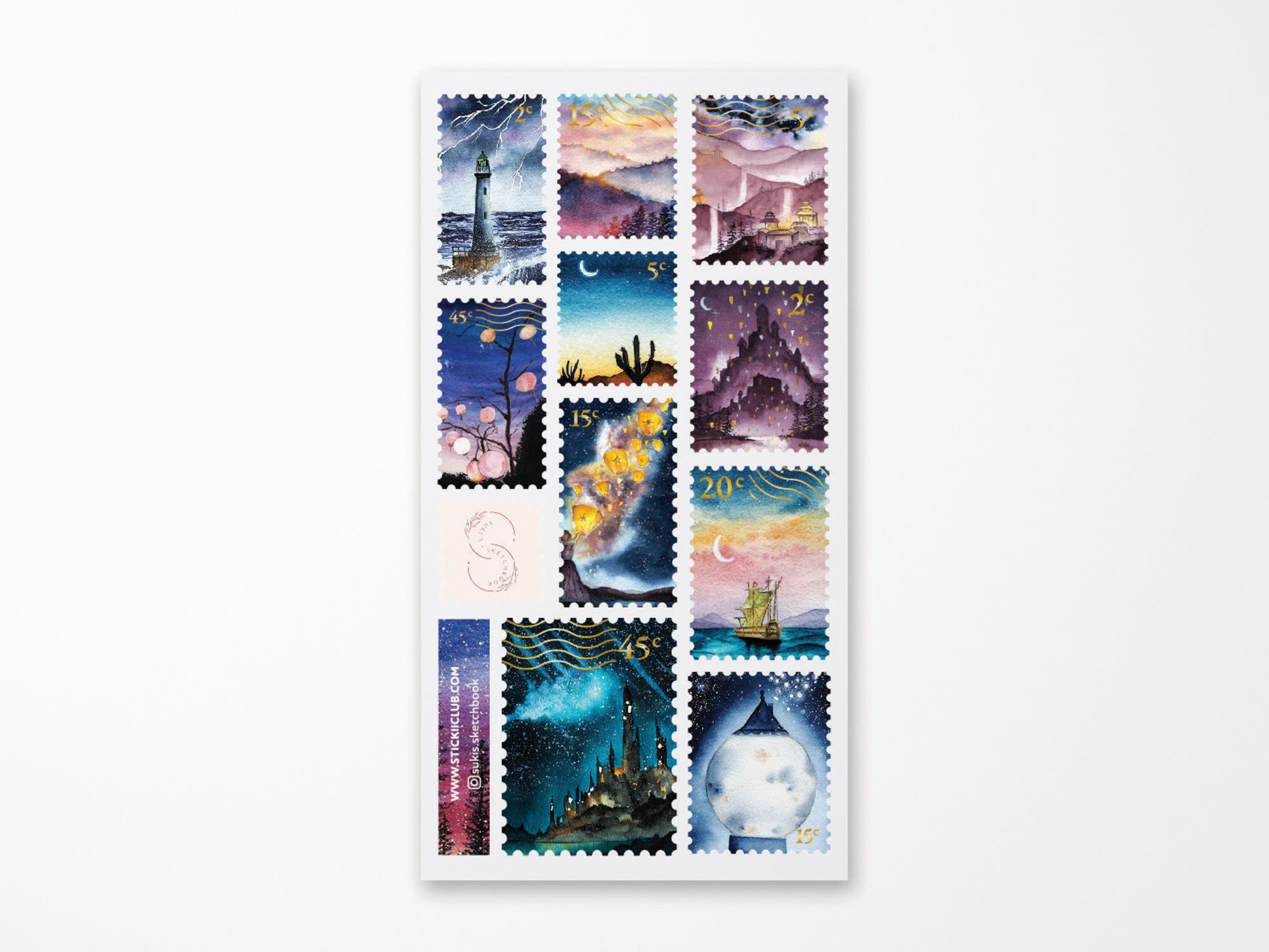 Night Sky Stamps Sticker Sheet