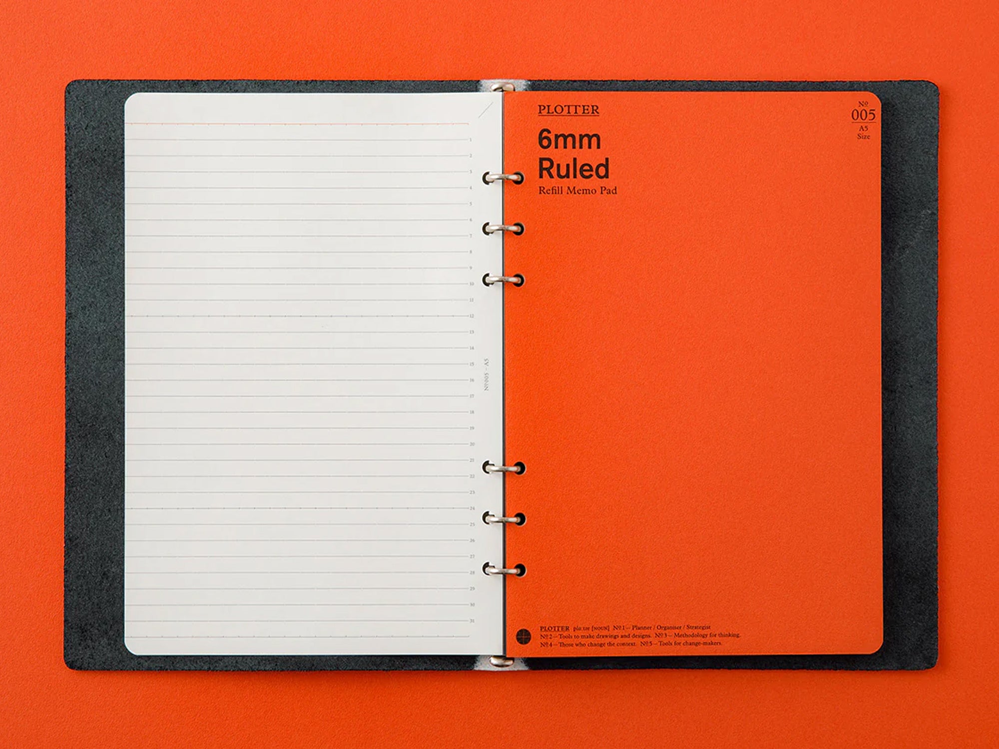 PLOTTER 6 Ring Leather Binder - A5 Shiranami