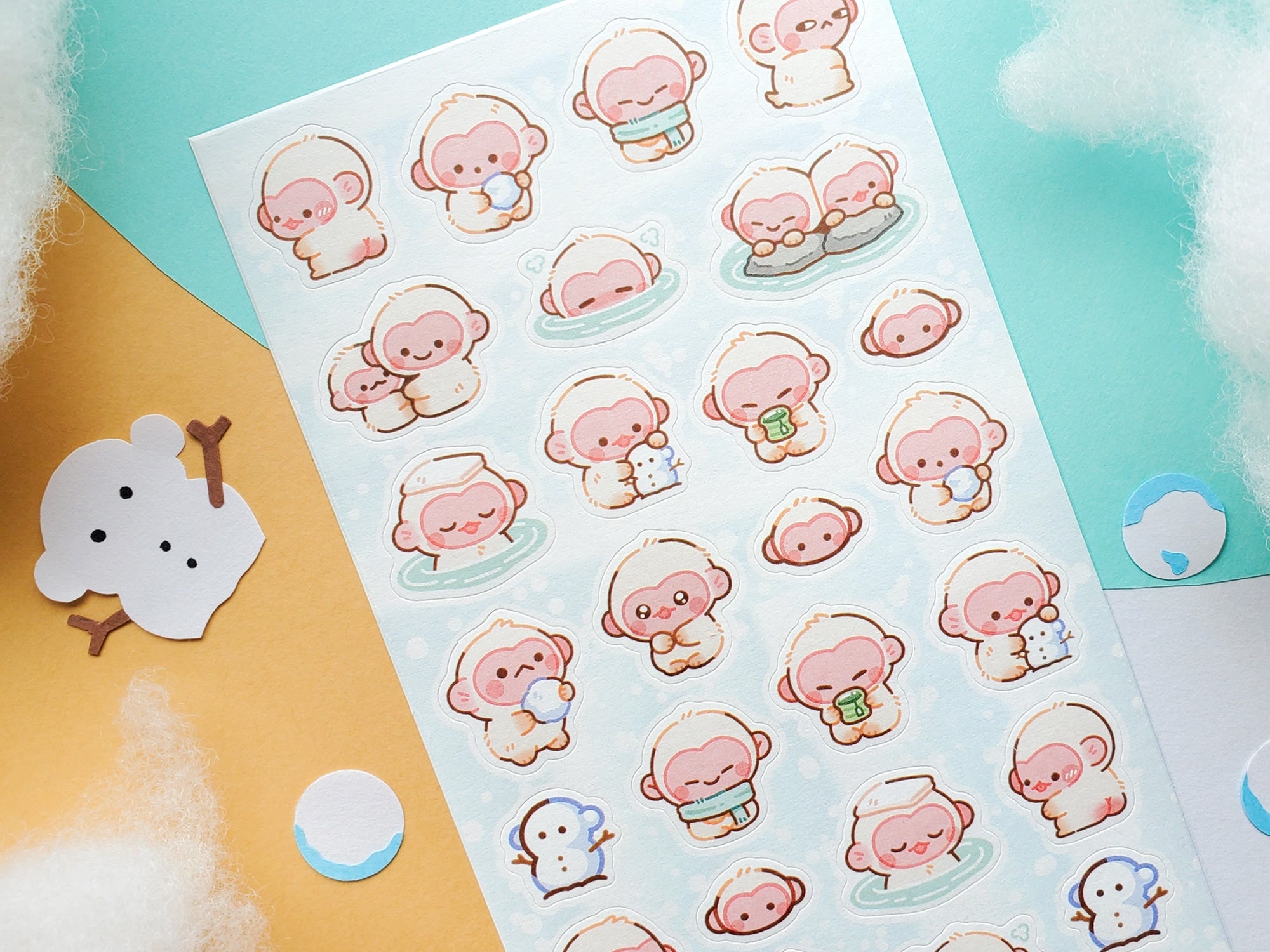 Snow Monkey Onsen Sticker Sheet