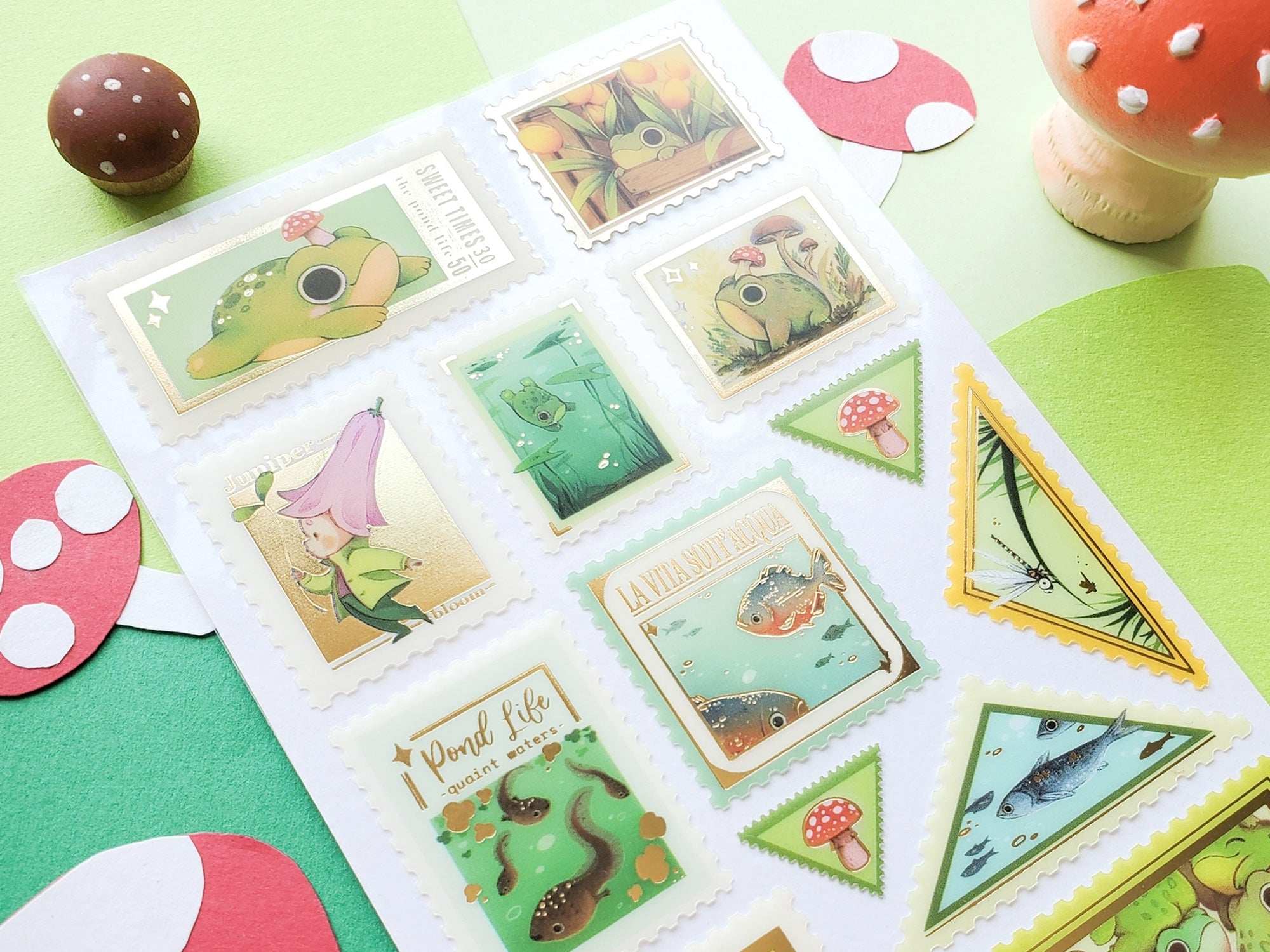 The Pond Life Stamps Sticker Sheet