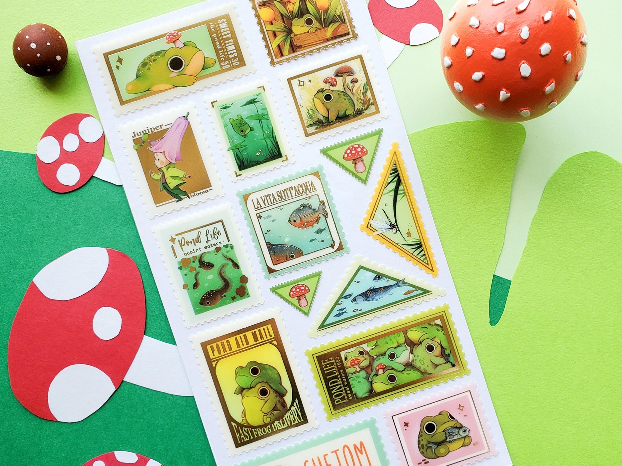 The Pond Life Stamps Sticker Sheet