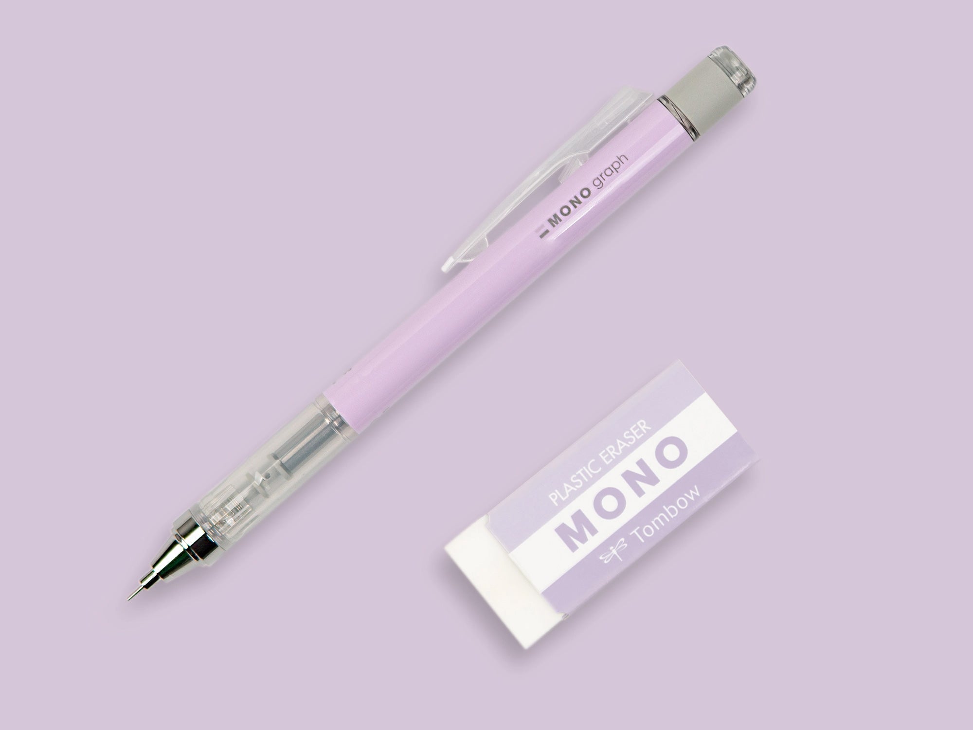 Tombow Mono Graph Mechanical Pencil + Eraser Set - Lavender