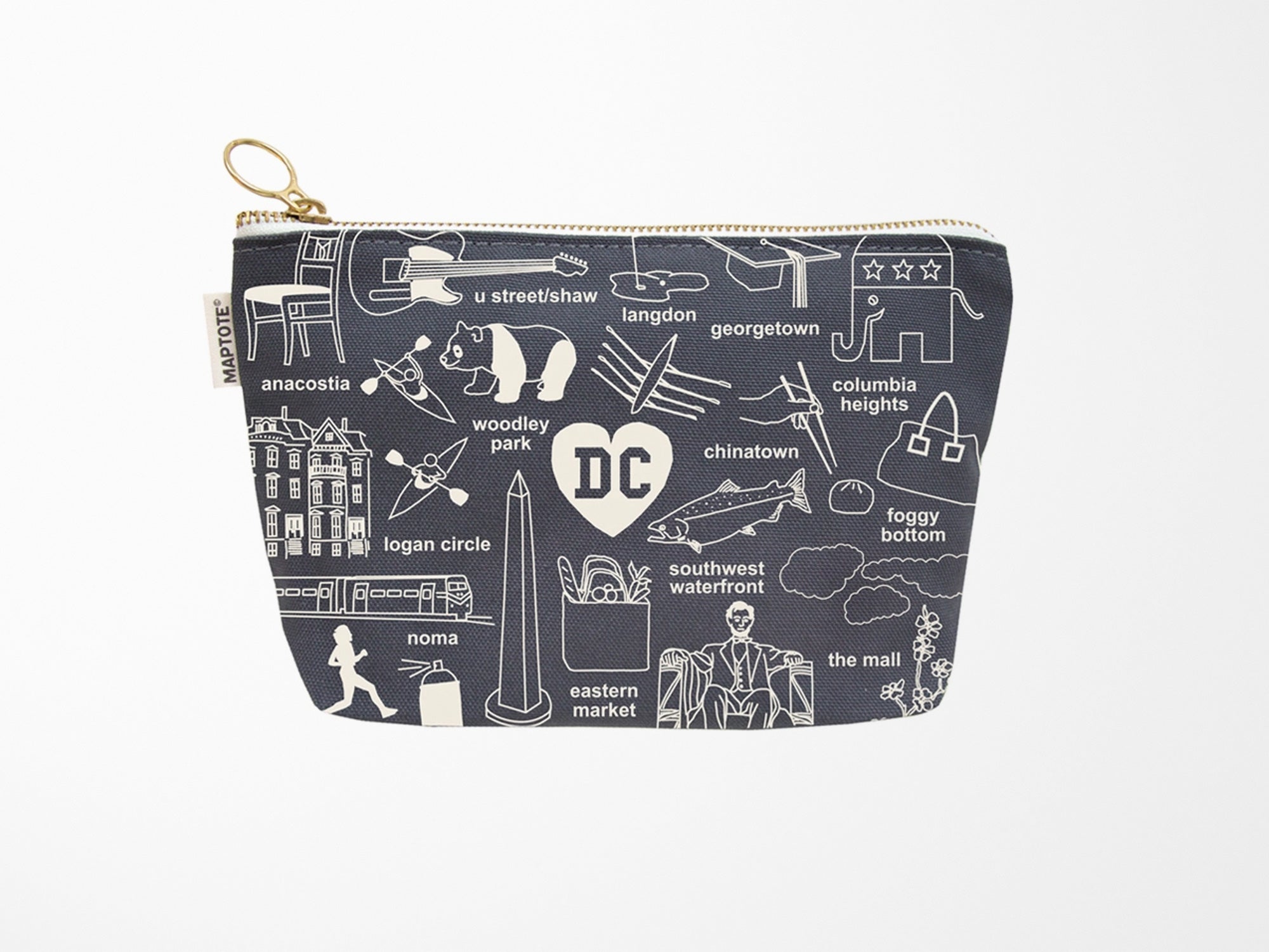 Washington DC Zipped Pouch - Grey