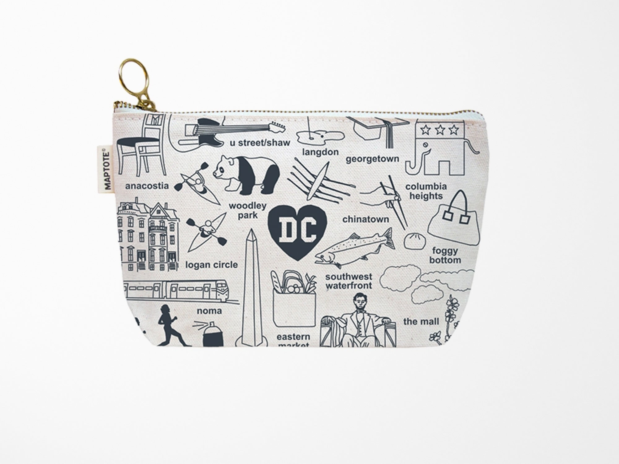 Washington DC Zipped Pouch - Natural