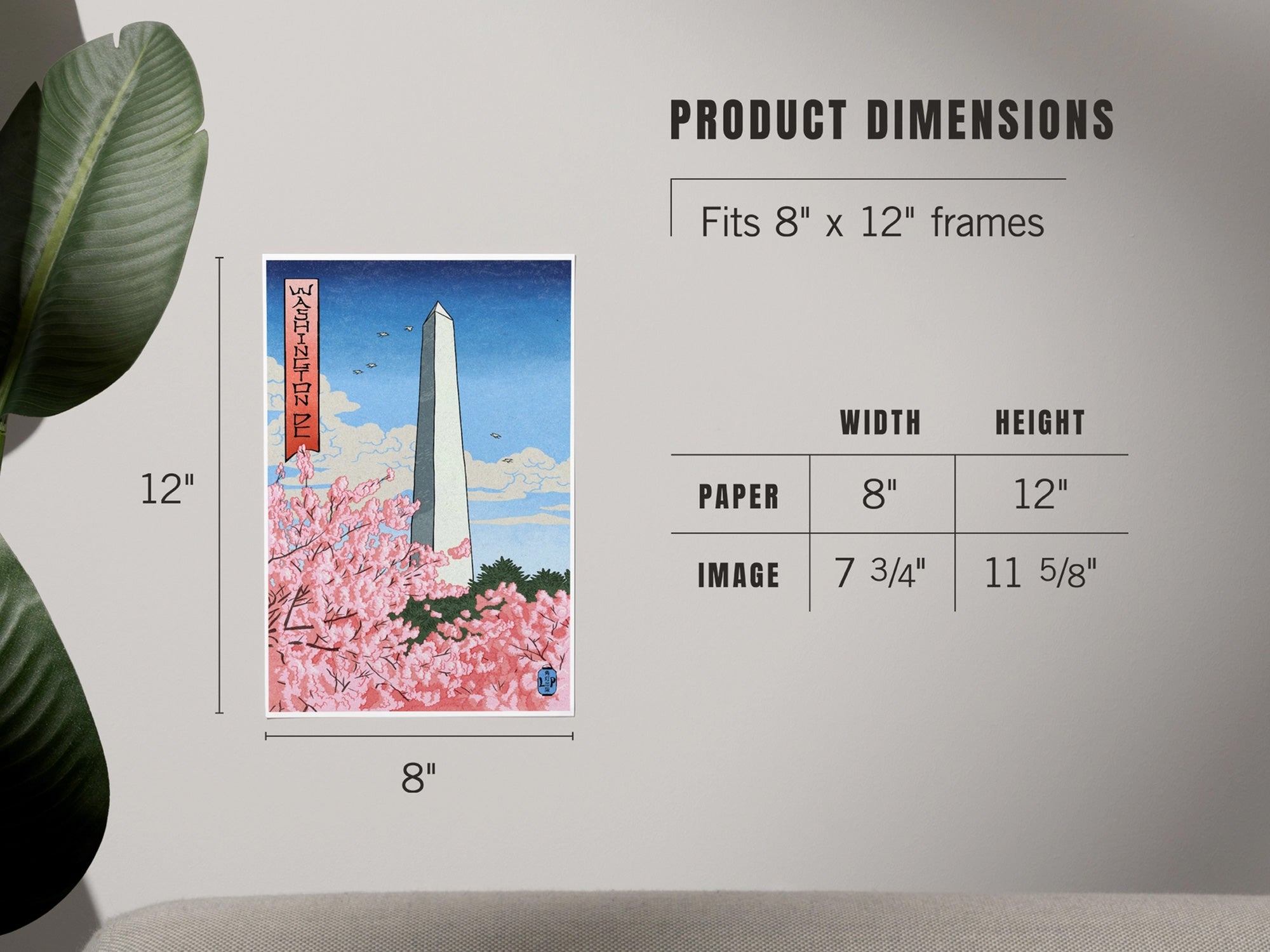 Washington Monument with Cherry Blossoms Art Print