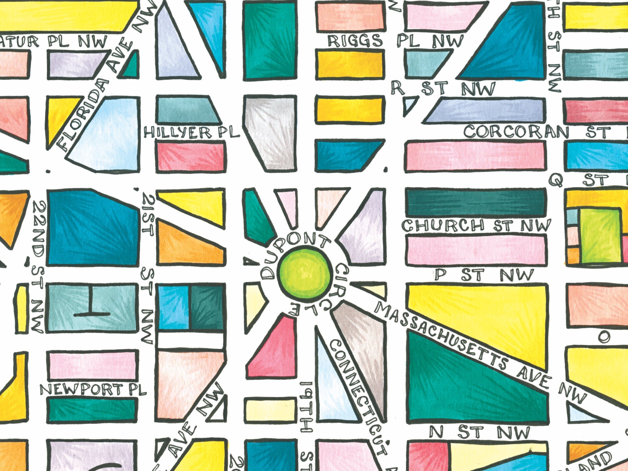 Dupont Circle Art Map Greeting Card