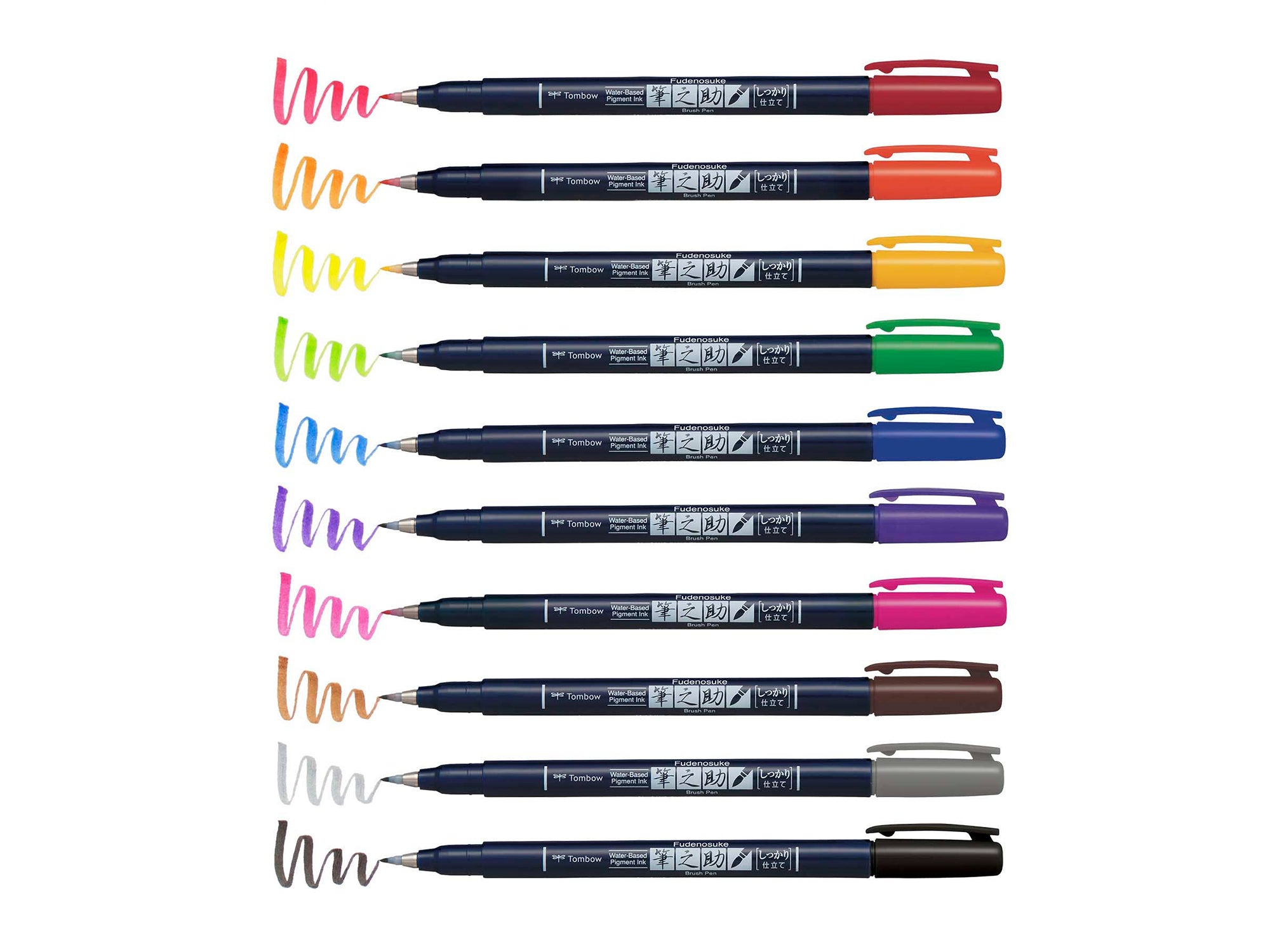 Fudenosuke Colors Calligraphy Brush Pens - 10-Pack